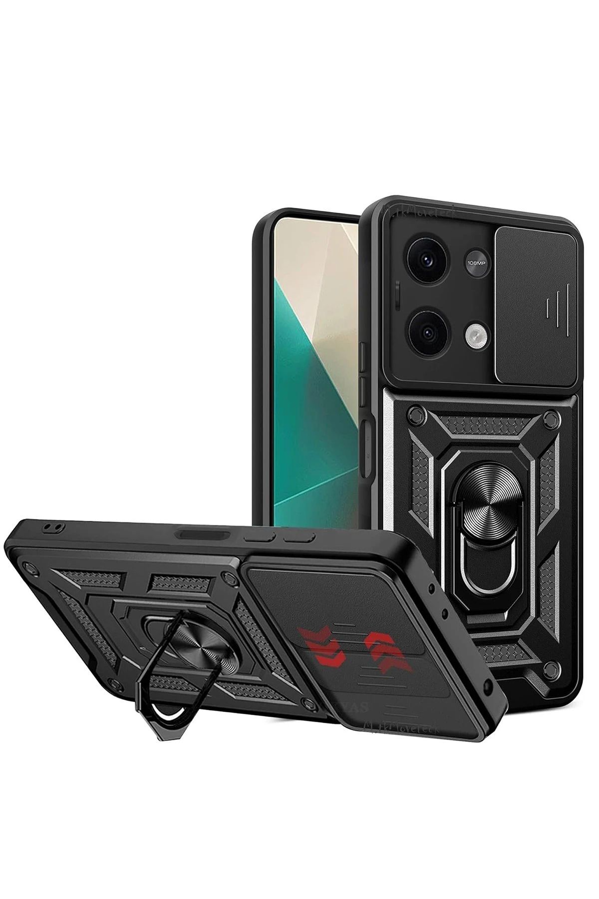 NewFace Xiaomi Poco X6 Kılıf Pars Lens Yüzüklü Silikon - Siyah BSTMY