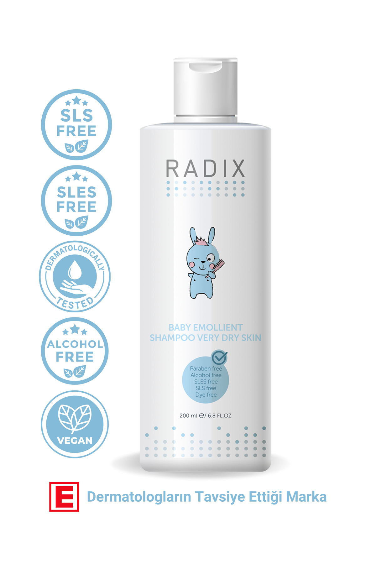 Radix Bebek Ve Çocuklar Için Emolient Şampuan 200ml - Emollient Shampoo 200 Ml (saç-vücut) 8681877436141 fotoğrafı 2 (önizleme)