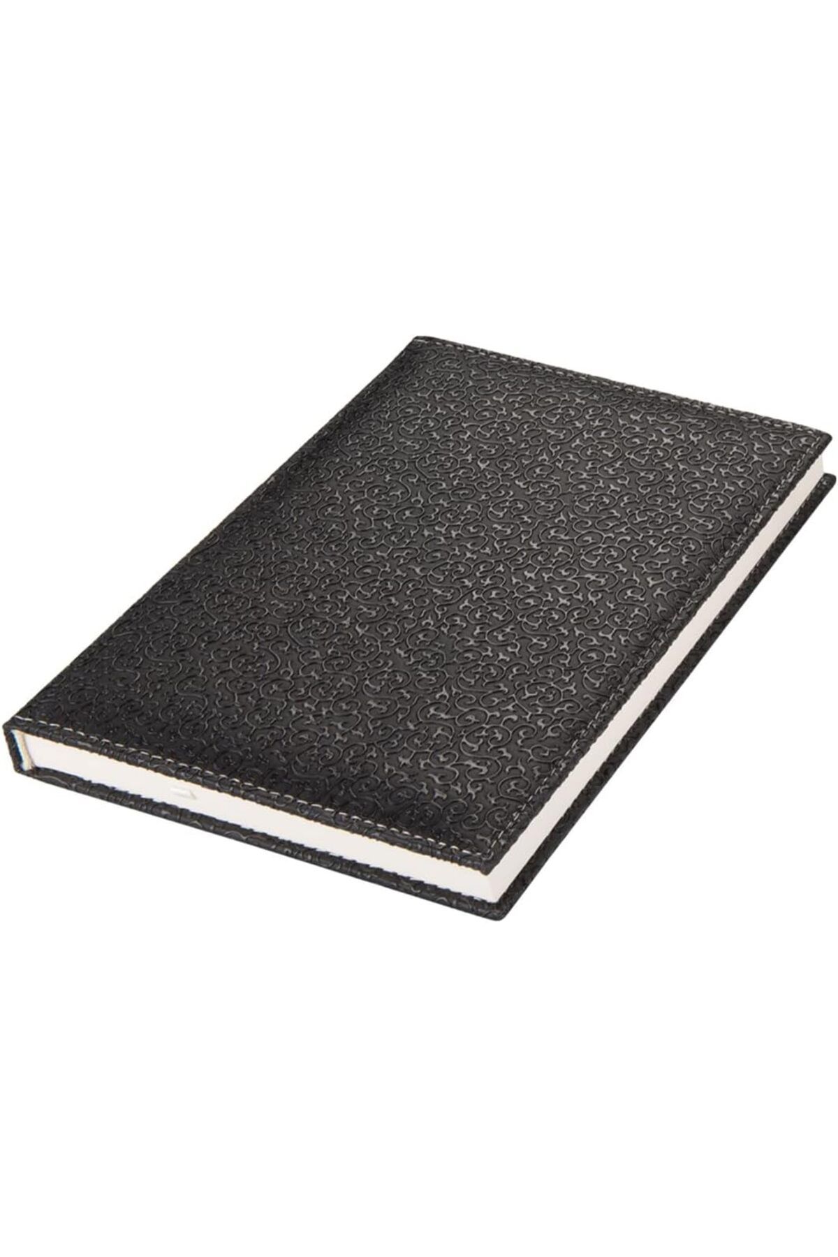 STOREMAX 4910 Defter 17x24 Cm. Çizgili 160 Yapraklı Suni Deri Hilton Desen Kapaklı Siyah, Siyah Tre