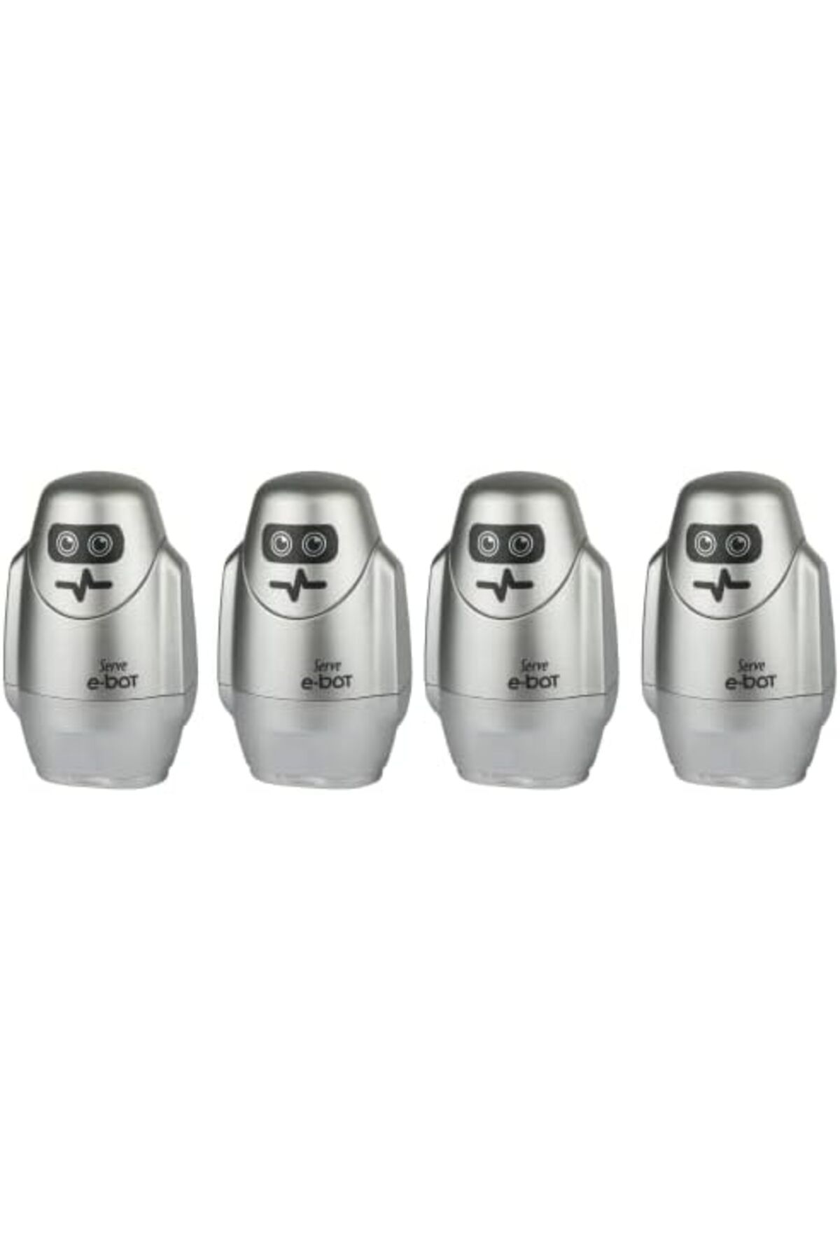Mu Art-E-Bot Pencil Sharpener with Eraser Metallic Gray Set of 4 2