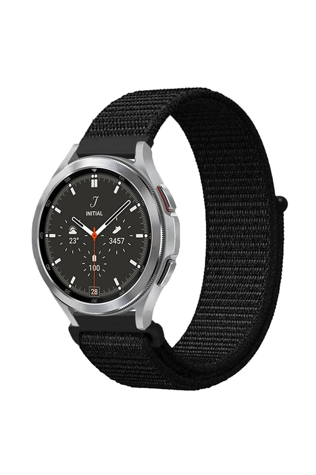 NewFace Watch 22mm Hasırlı Cırtcırtlı Kordon - Siyah INSLM