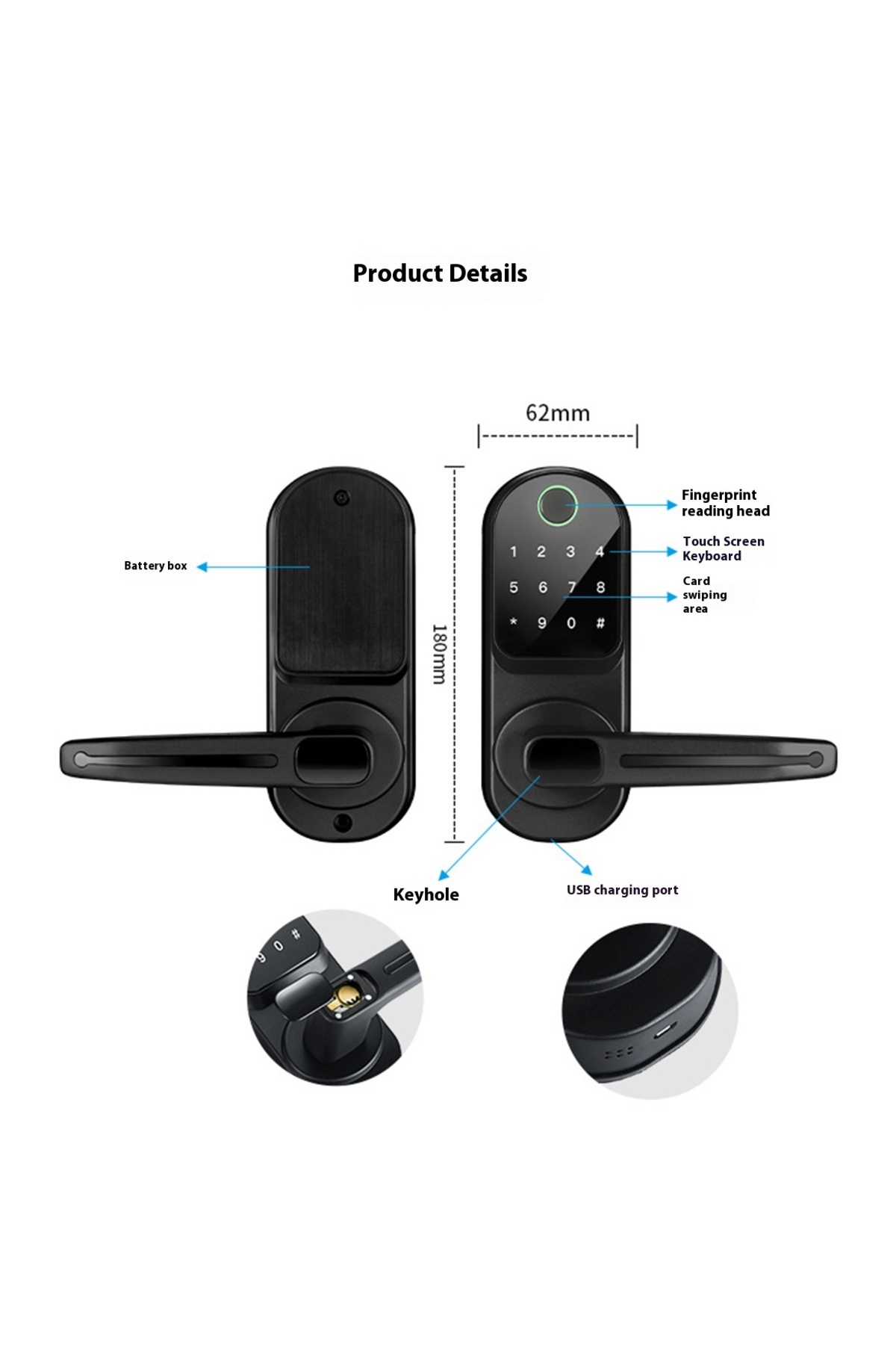 sharpdo-Intelligent Security Encryption Free Hole Fingerprint Lock Password Lock Electronic Lock 4