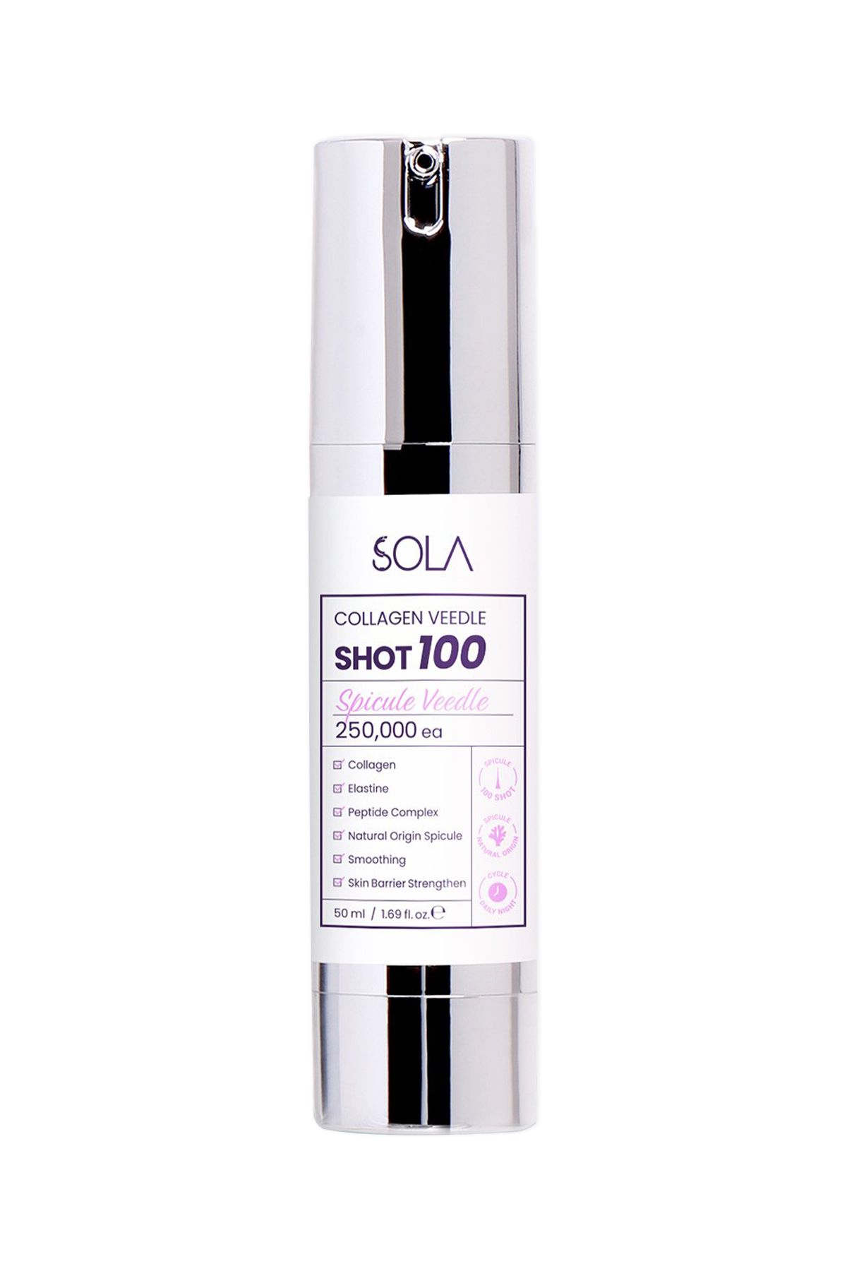 SOLA Veedle Shot Collagen (100) Spicule Veedle 250.000 (Hassas Ciltler İçin 100 Serisi) 50ml
