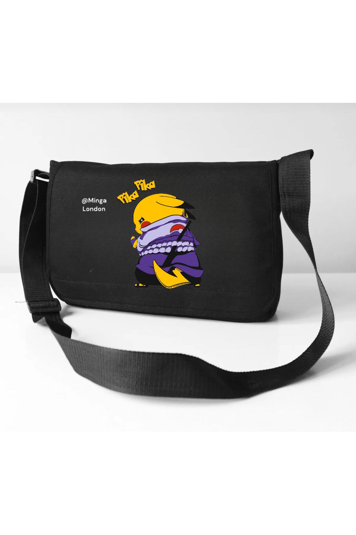 Minga London Siyah Pika Pika Cartoon Okul, Kurs, Dershane Postacı Çantası -Minga London