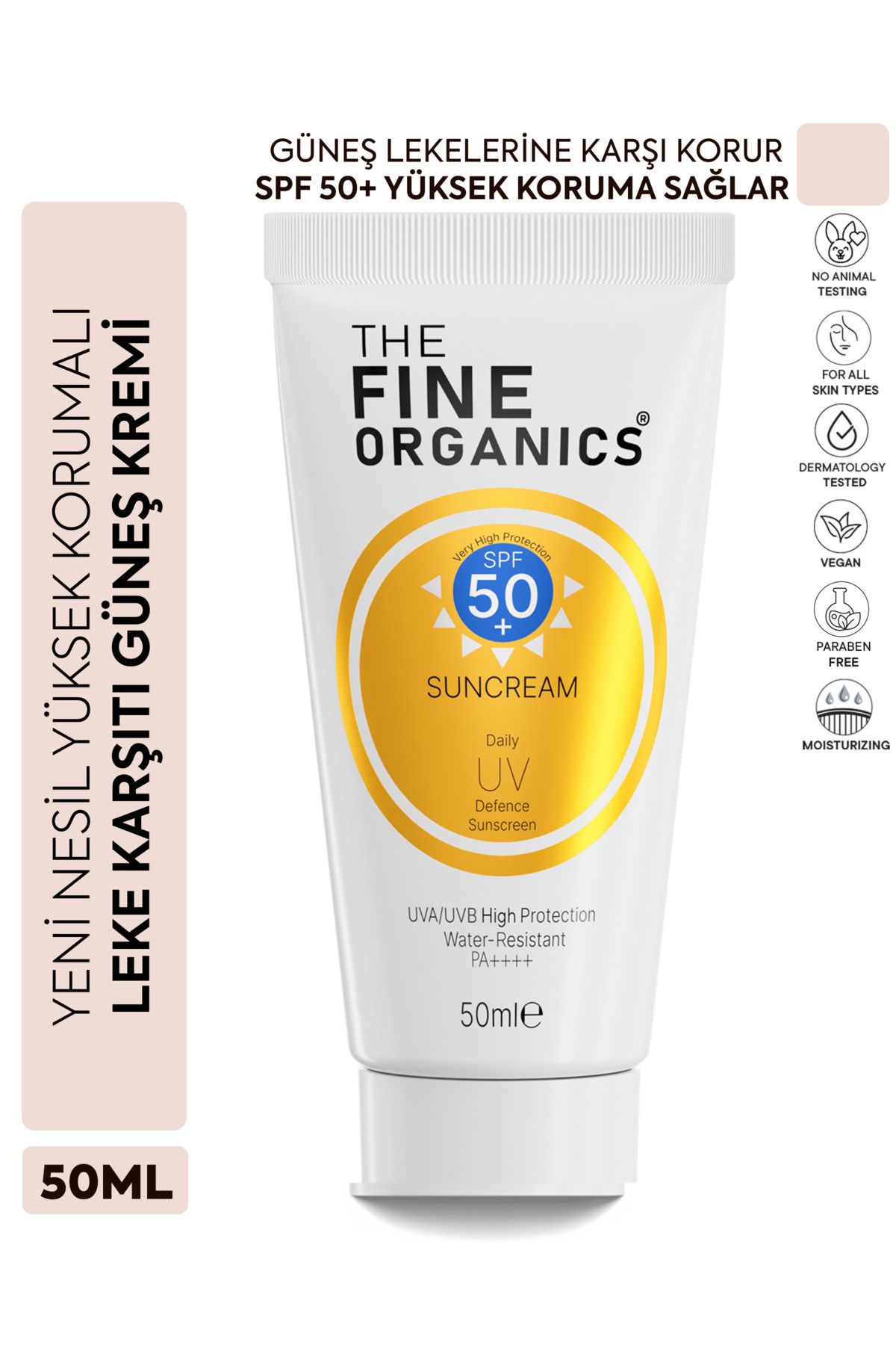 کرم ضد آفتاب صورت SPF 50+ مرطوب کننده لکه های شدید محافظت شده 50 میل THE FINE ORGANICS