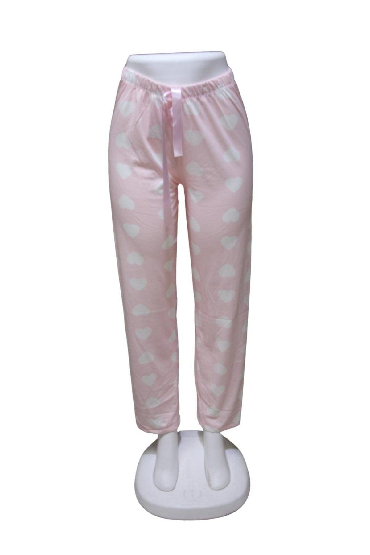 ZambakModa Likralı Kurdele Bel Detaylı Baskılı Cepsiz Kadın Pijama Altı1003