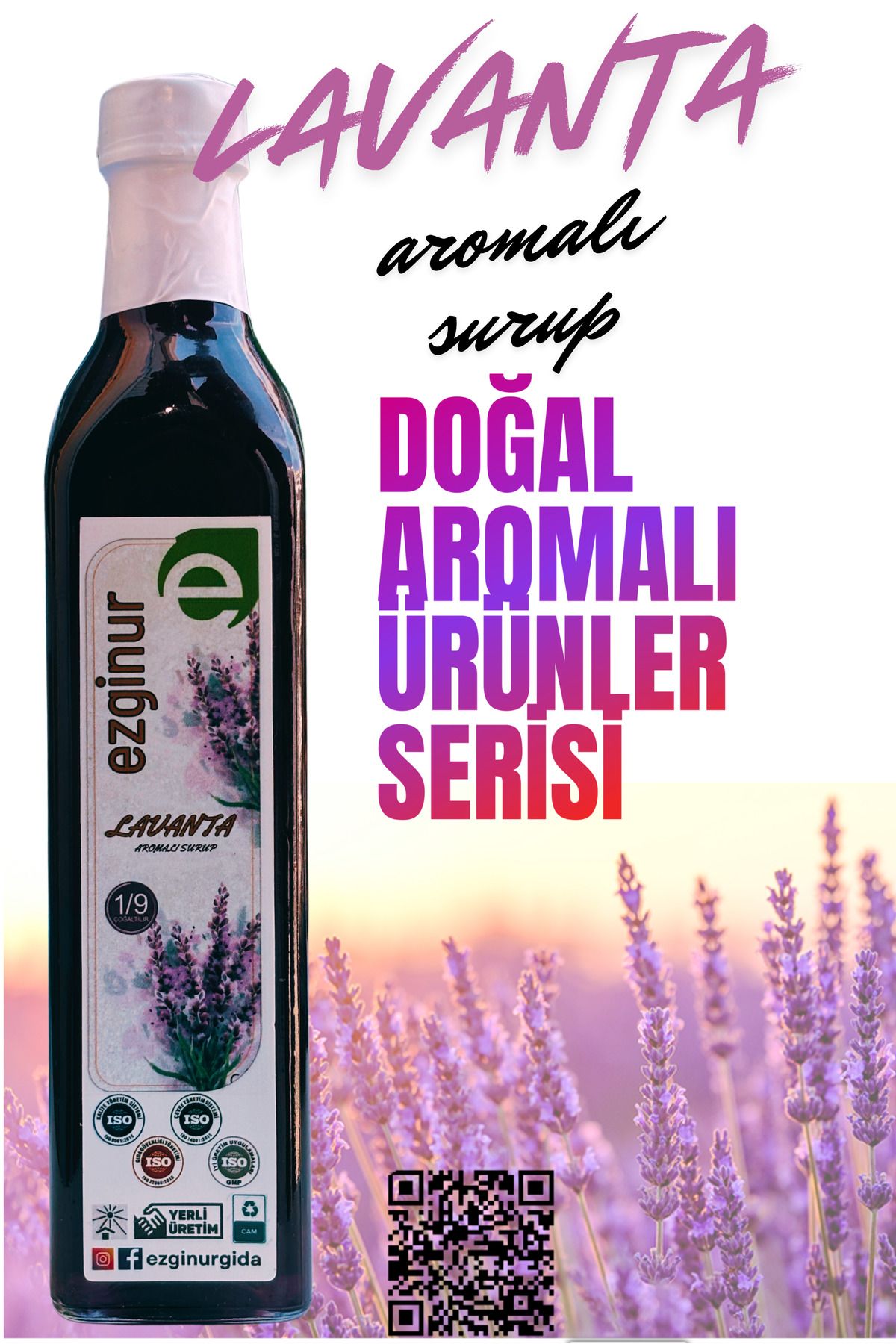 Ezgi Nur Gıda 650 gr Doğal Aromalı LAVANTA Şurubu Konsantre Yoğun Aroma Ve Tad 1/9