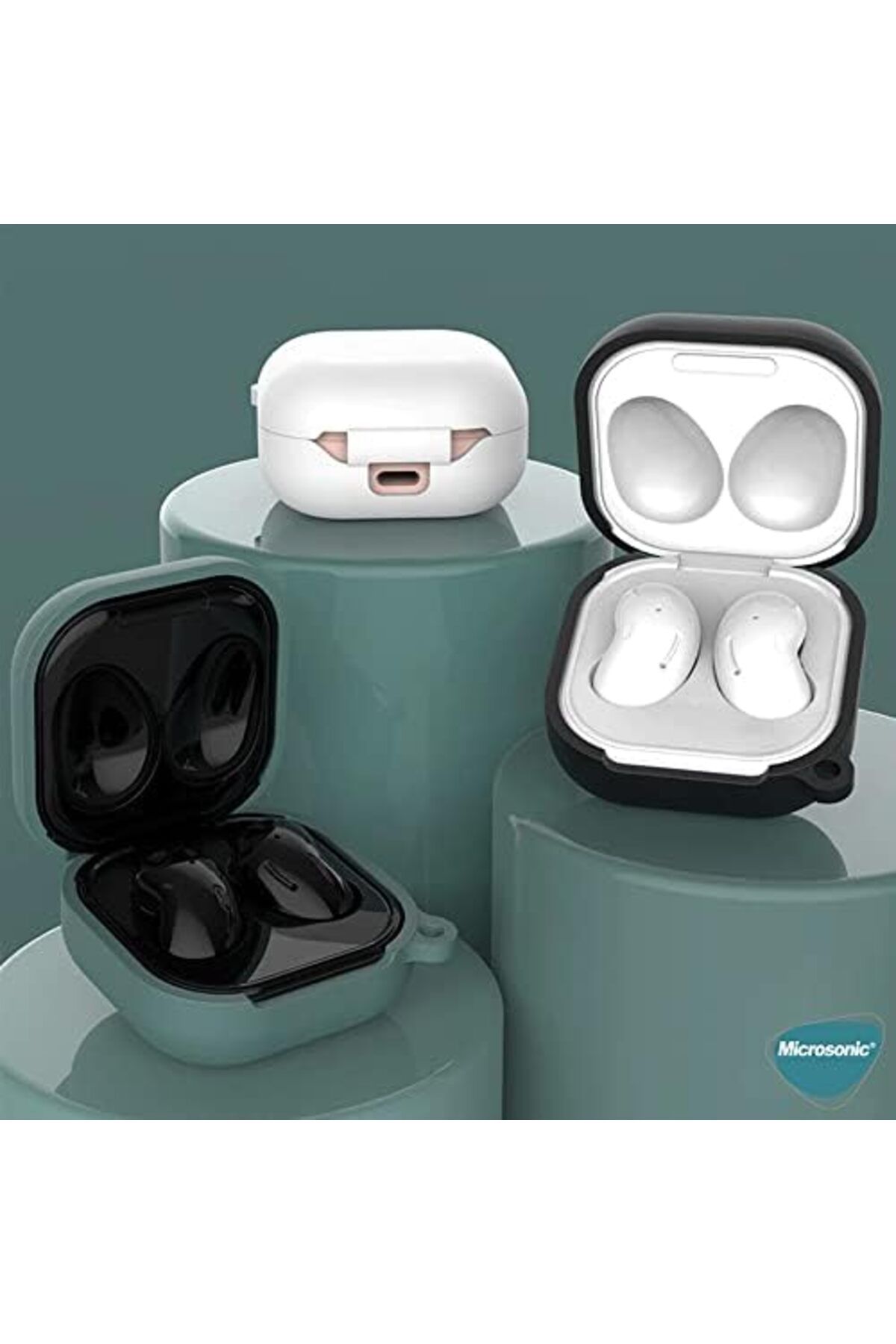 LUXE Galaxy Buds FE için Kılıf Askılı Mat Silikon Pudra [Galaxy Buds FE ile Uyumlu Kılıf - Pudra]