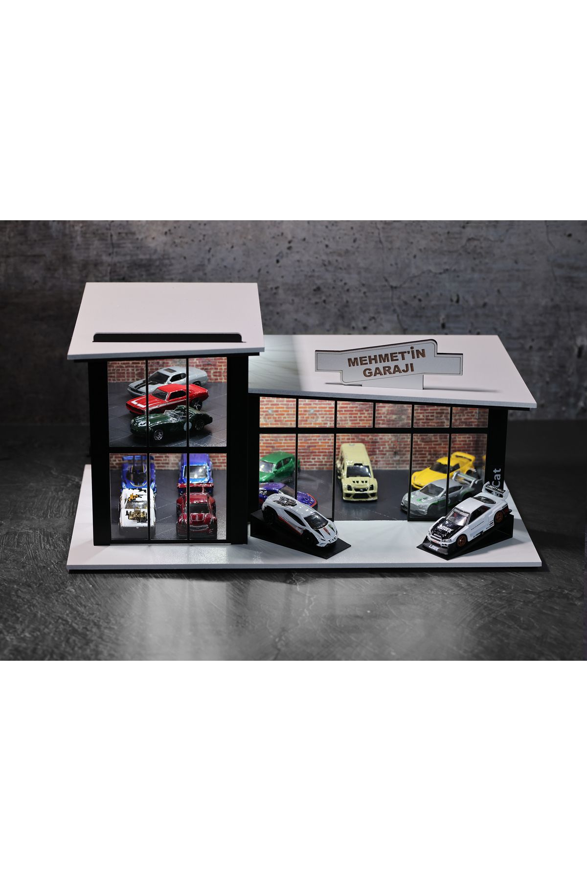 HOT WHEELS Diecast Diorama 1:64 Oyuncak Araç Galerisi Led Işıklı Isme Özel Sergileme Garajı