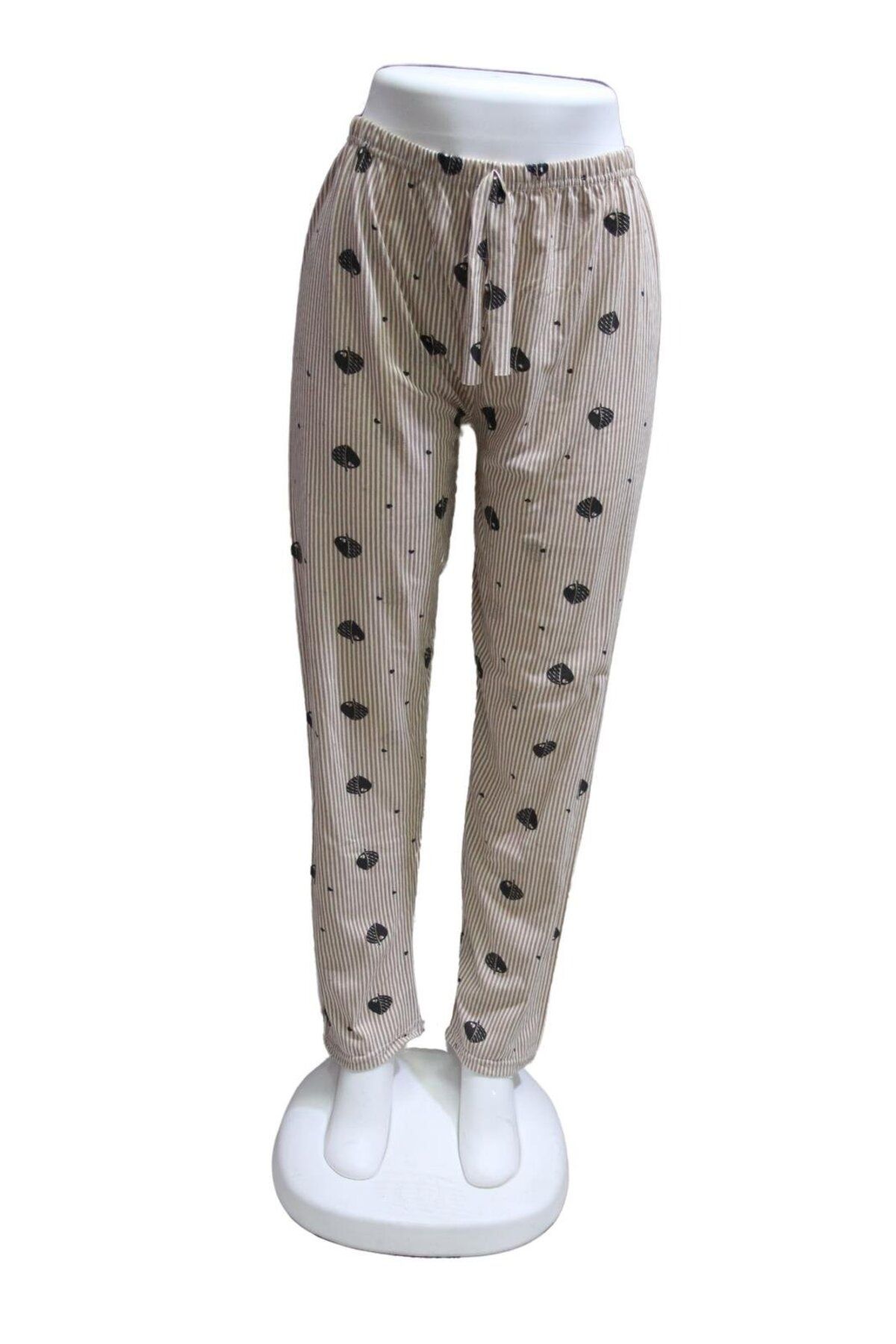 ZambakModa Süprem Kurdele Bel Detaylı Baskılı Cepsiz Kadın Pijama Altı1019