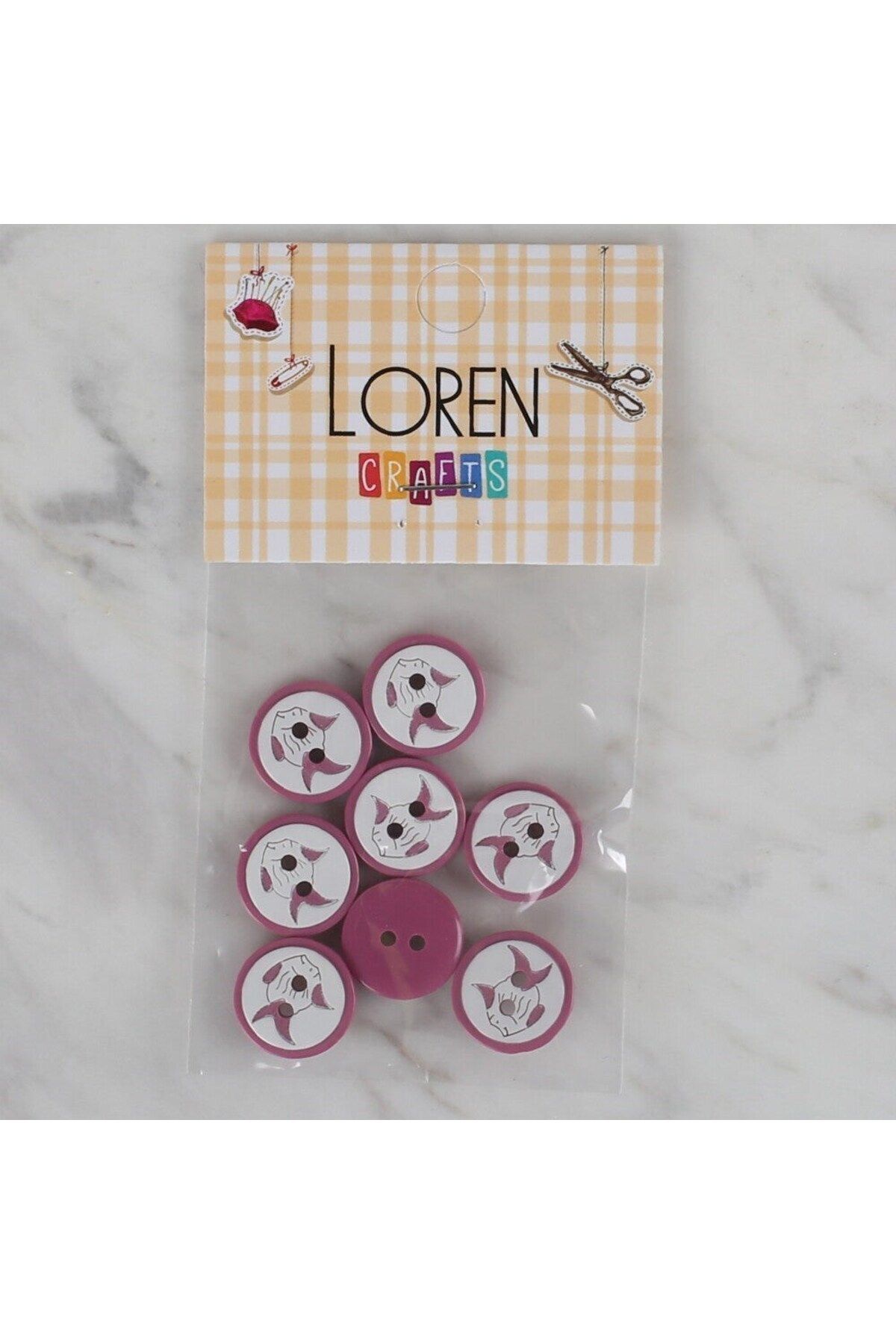sesengo Loren Crafts vişne çürüğü 8 li balık düğme - 572