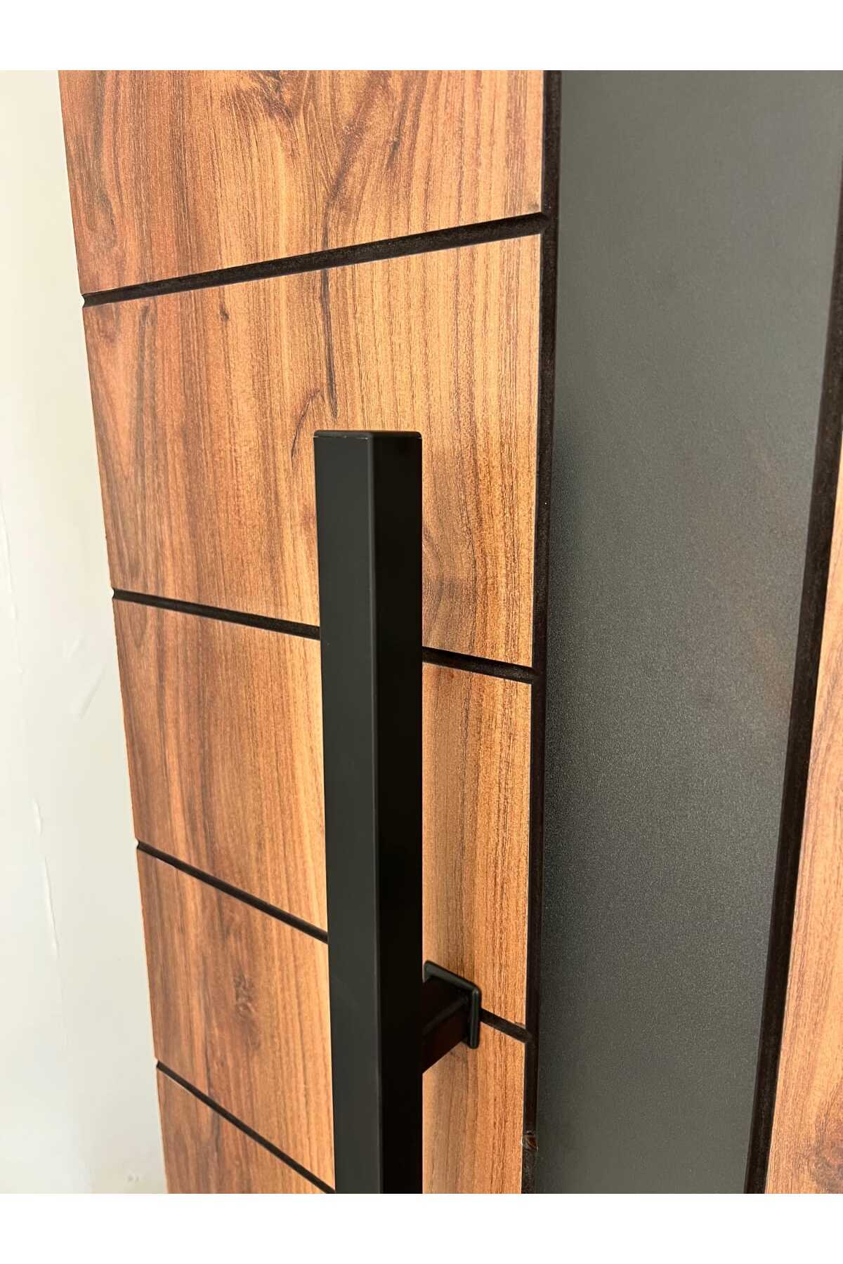 HOMDEP-Steel Door Pull Handle Handle Square Model Color Black 80cm 4