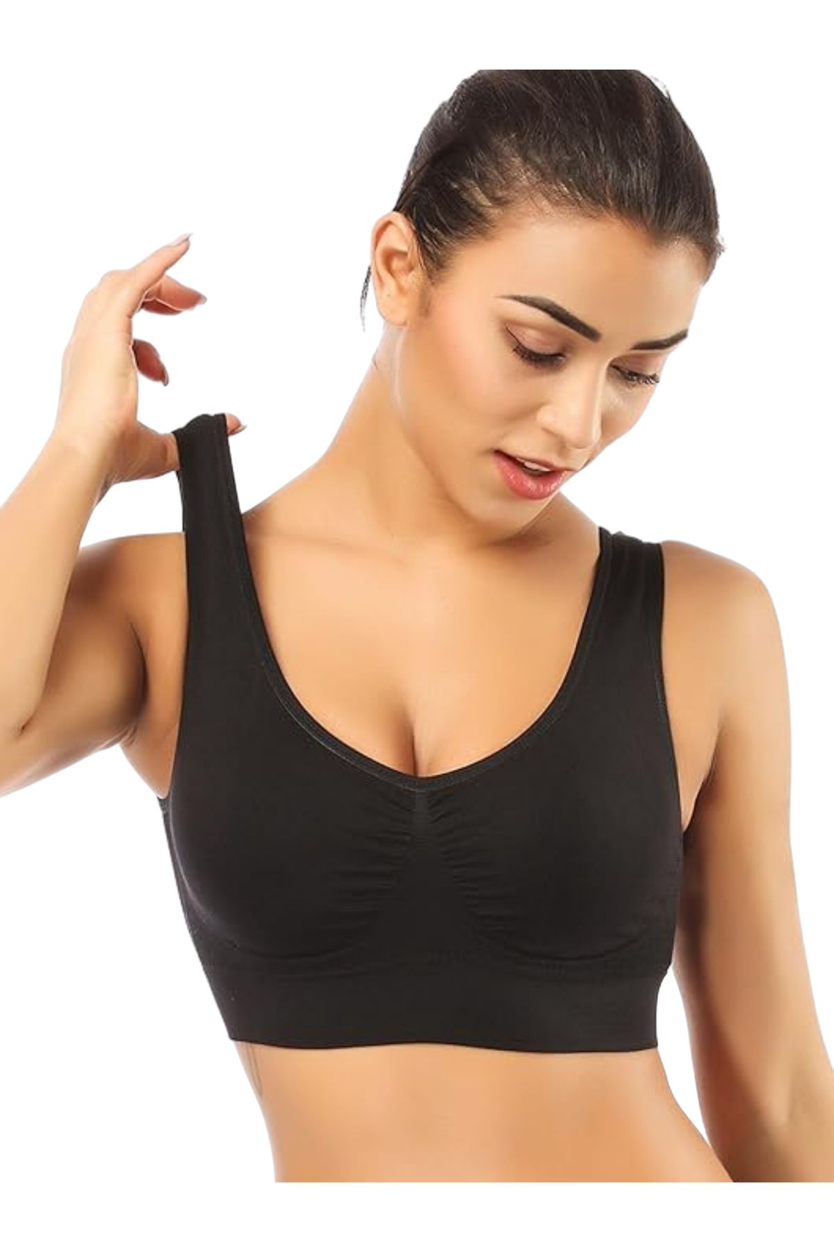 EMBA BUTİK-3-Piece Thick Strap Padless Gathering Bra Corset Sports Bra Bustier Set of Three 3