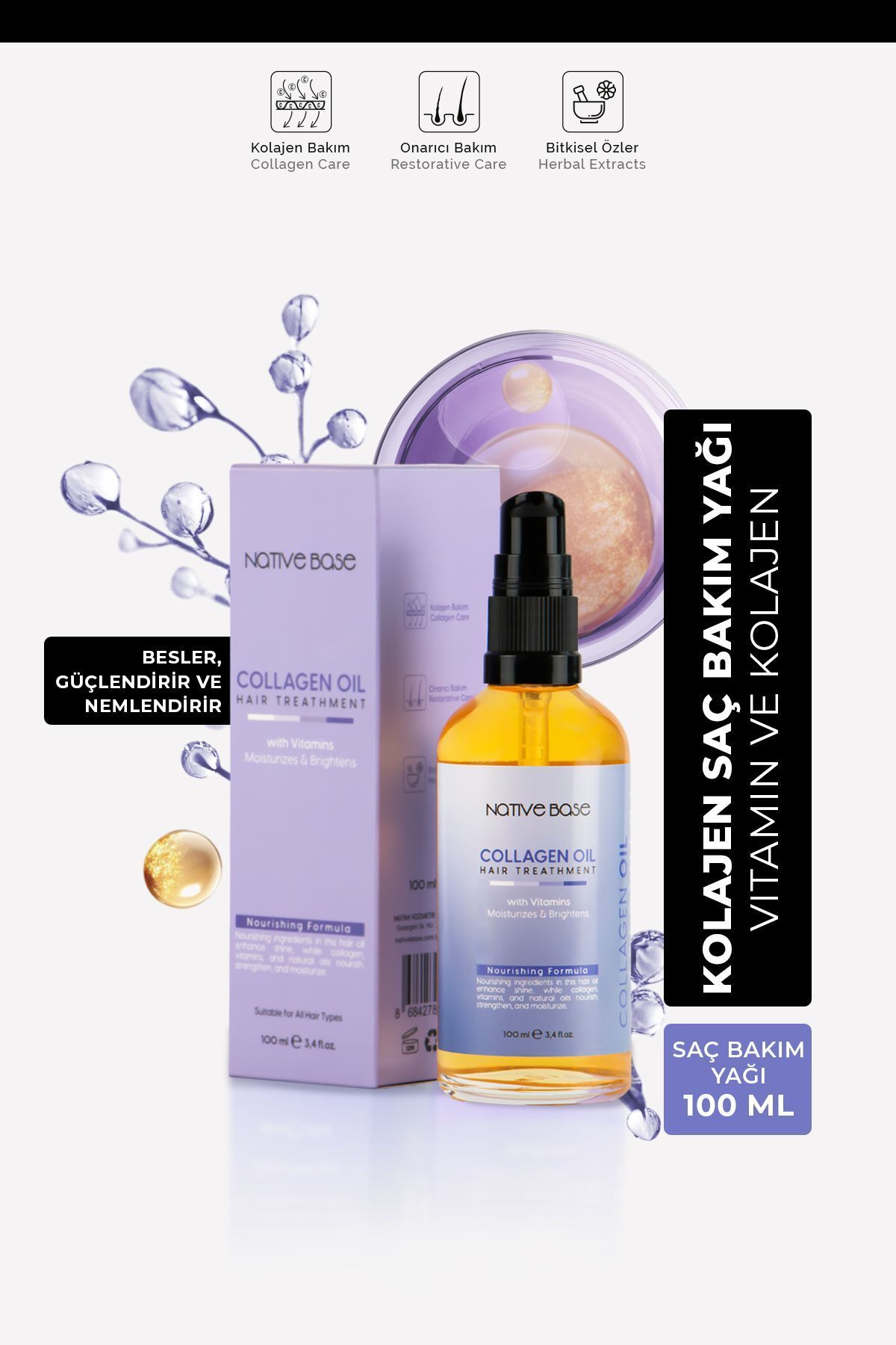 Native Base Kolajen Yağı Yenileyici ve Canlandırıcı Özellikli 100 Ml