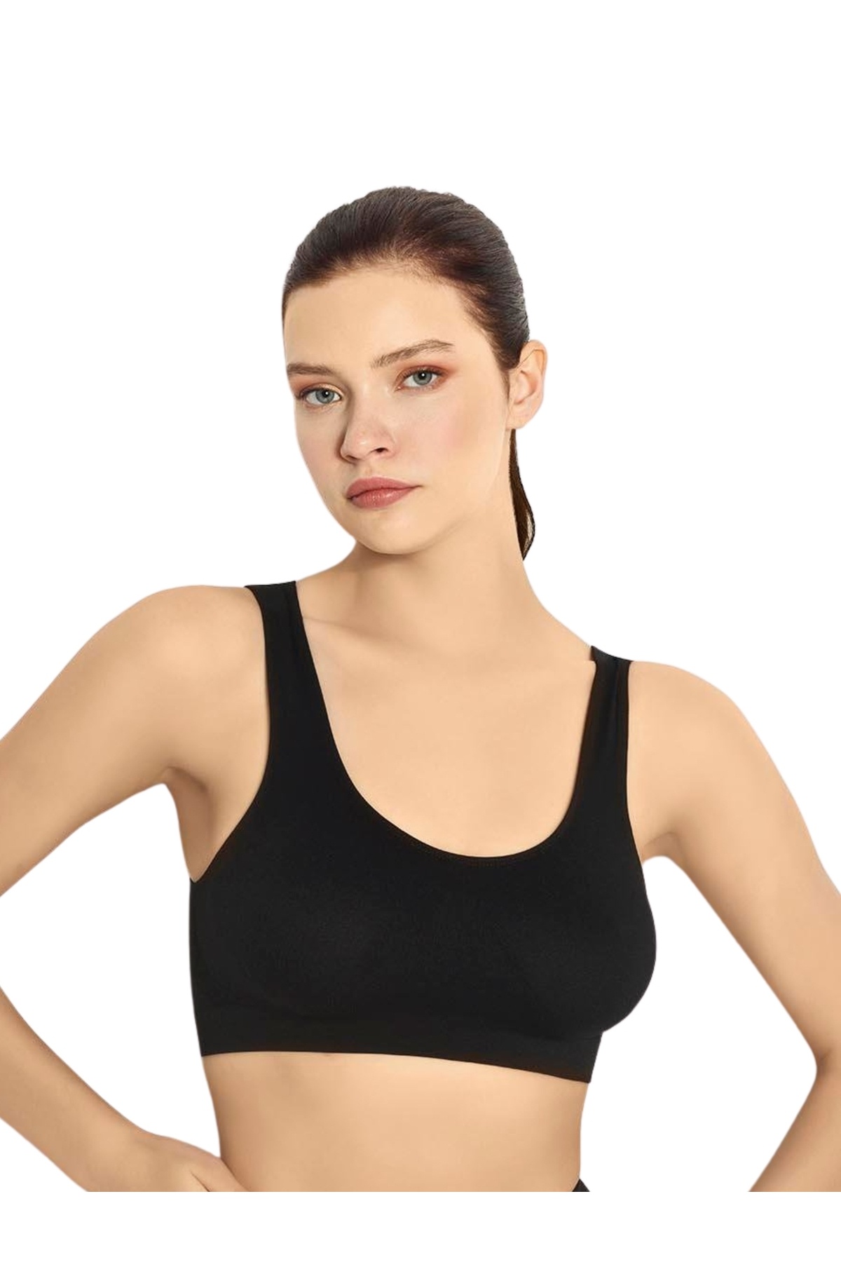 EMBA BUTİK-3-Piece Thick Strap Padless Gathering Bra Corset Sports Bra Bustier Set of Three 6