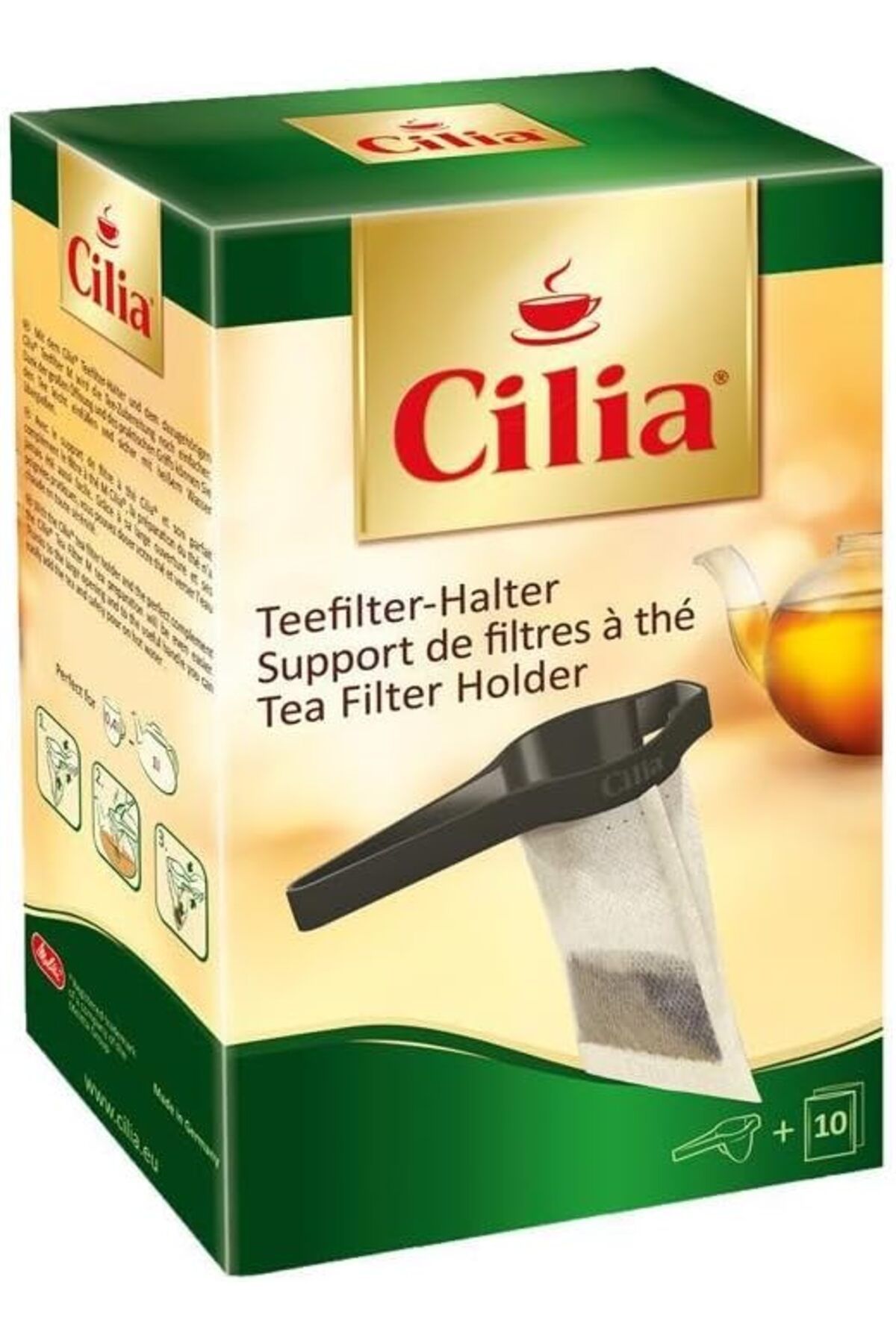 LUXE 136315 Çay Filtresi Tutacağı, Plastik, 10 Cilia Çay Filtresi Dahil, Siyah LXSHP 1055529