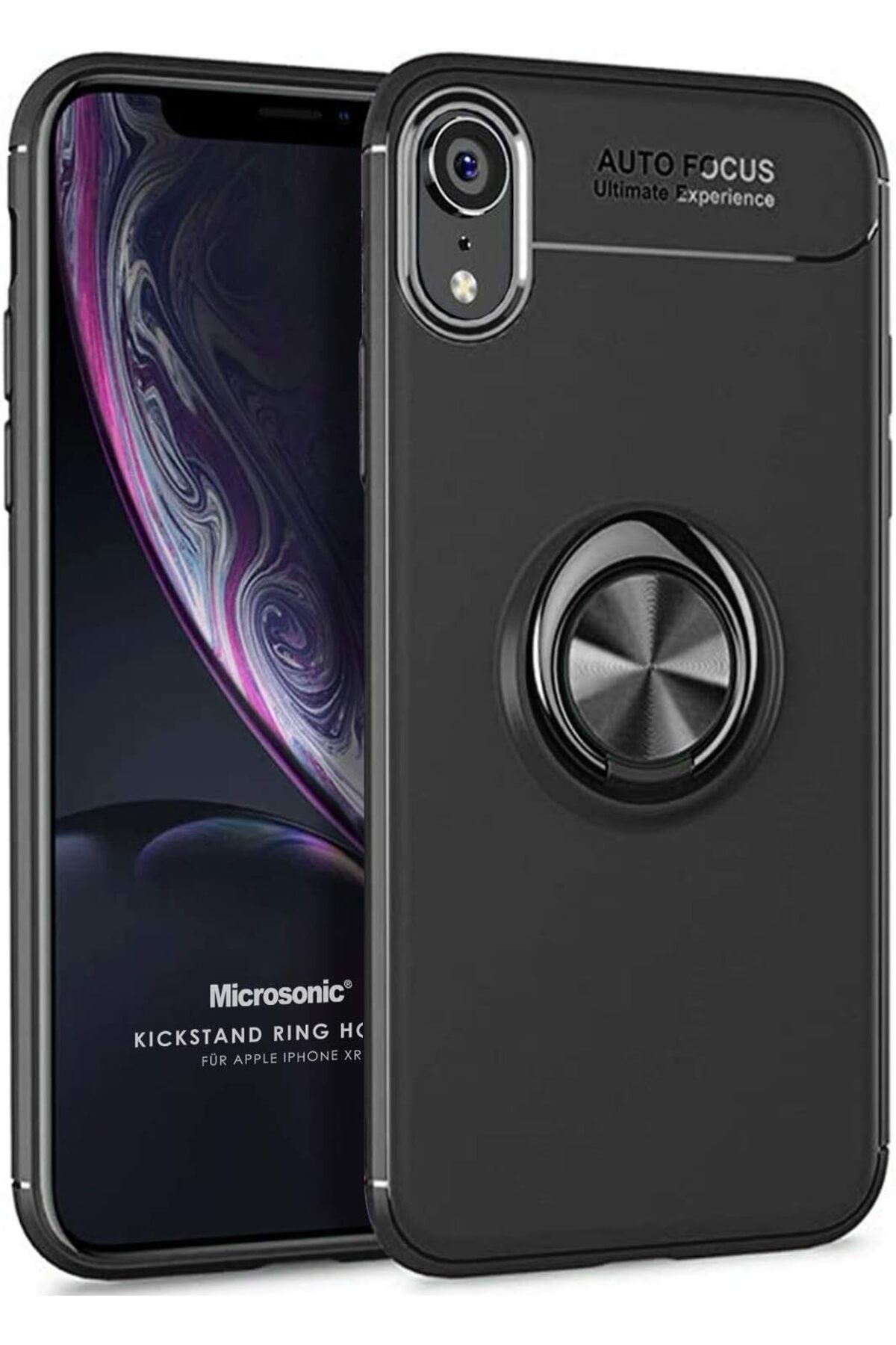 STOREMAX ELZ iPhone XR için Kılıf Kickstand Ring Holder Siyah [iPhone XR ile Uyumlu Kılıf - Siyah] FRNTR