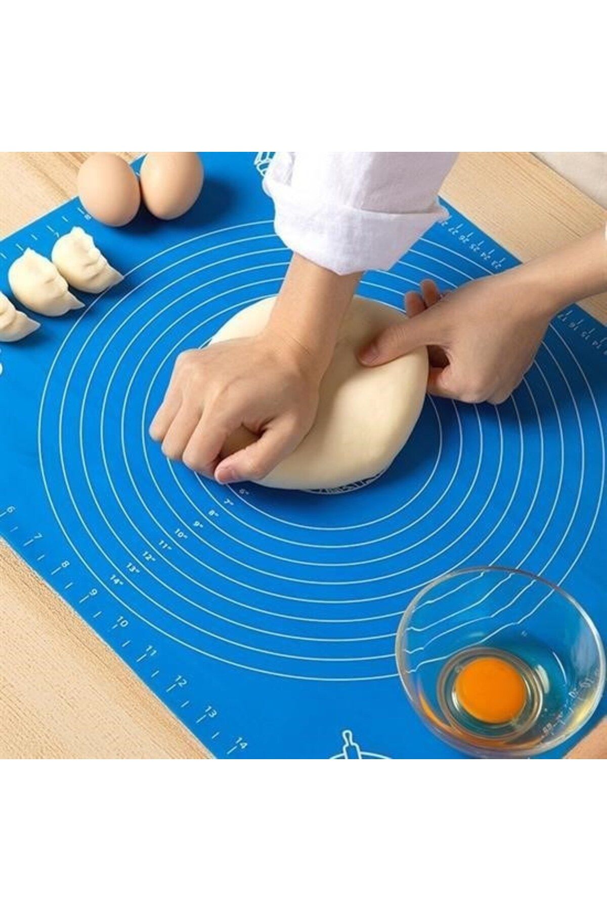 Hobibahçem HOBİBAHÇEM® 40*50 cm Silikon Ölçekli Hamur Açma Matı Ekmek Mantı Makarna Hamuru