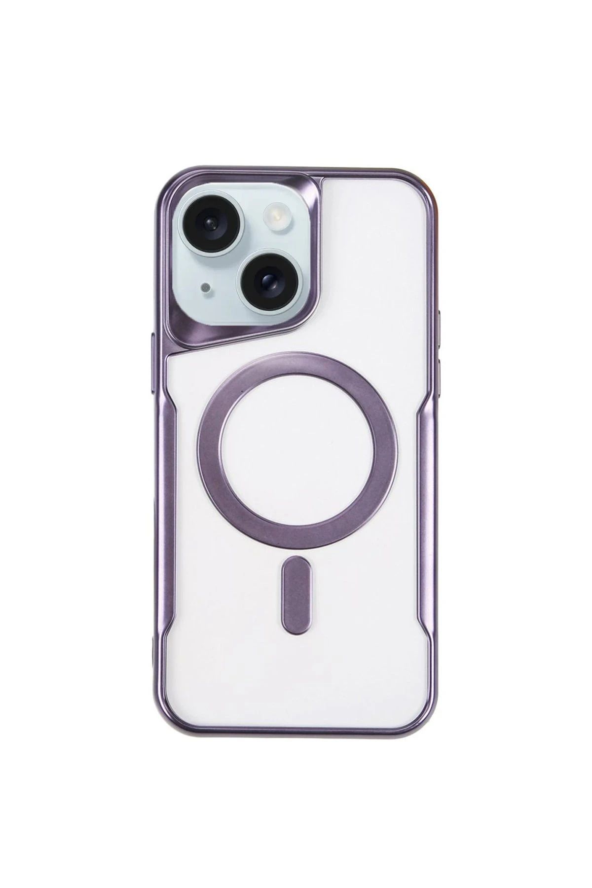 NewFace iPhone 15 Plus Kılıf Boyi Magsafe Silikon Kapak - Derin Mor BSTMY