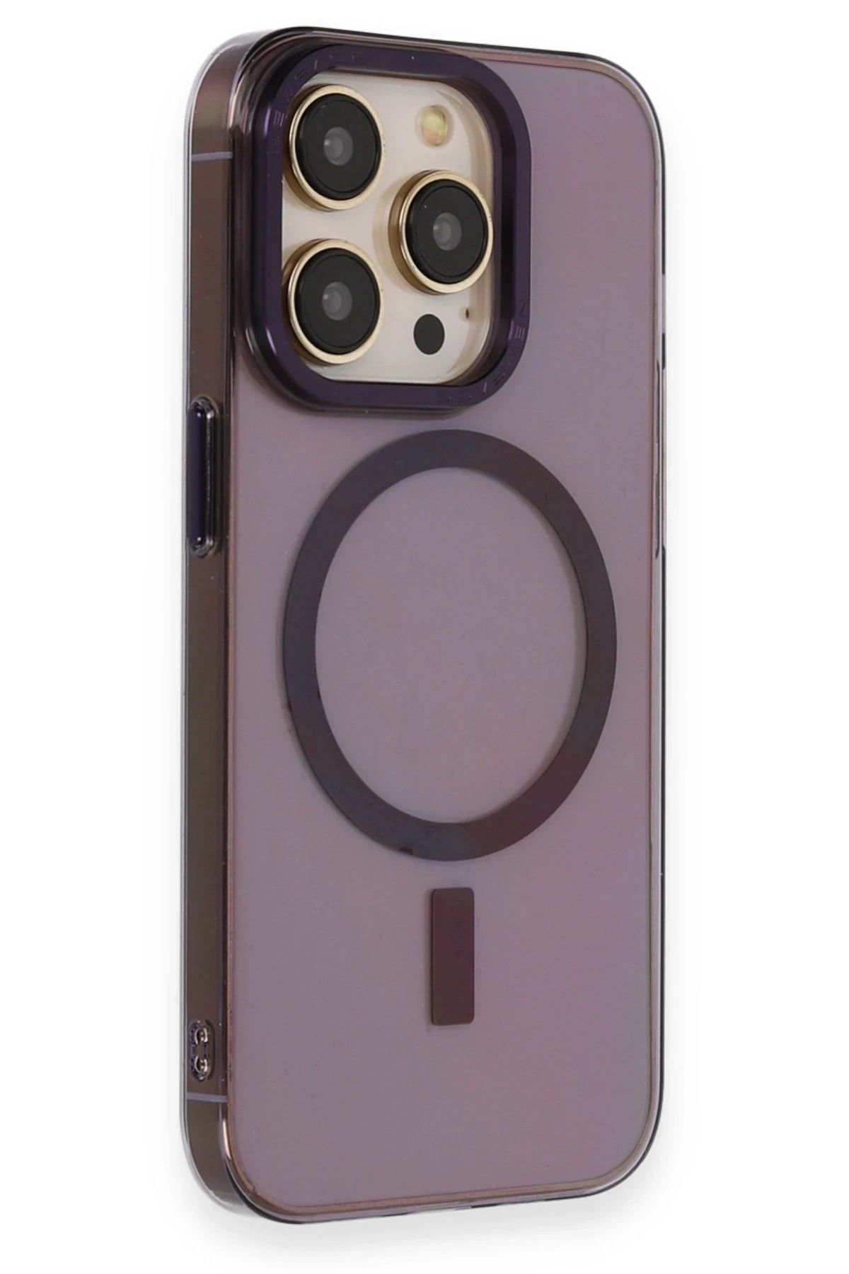 NewFace iPhone 14 Pro Kılıf Anka PC Magneticsafe Sert Metal Kapak - Mor NRMSA