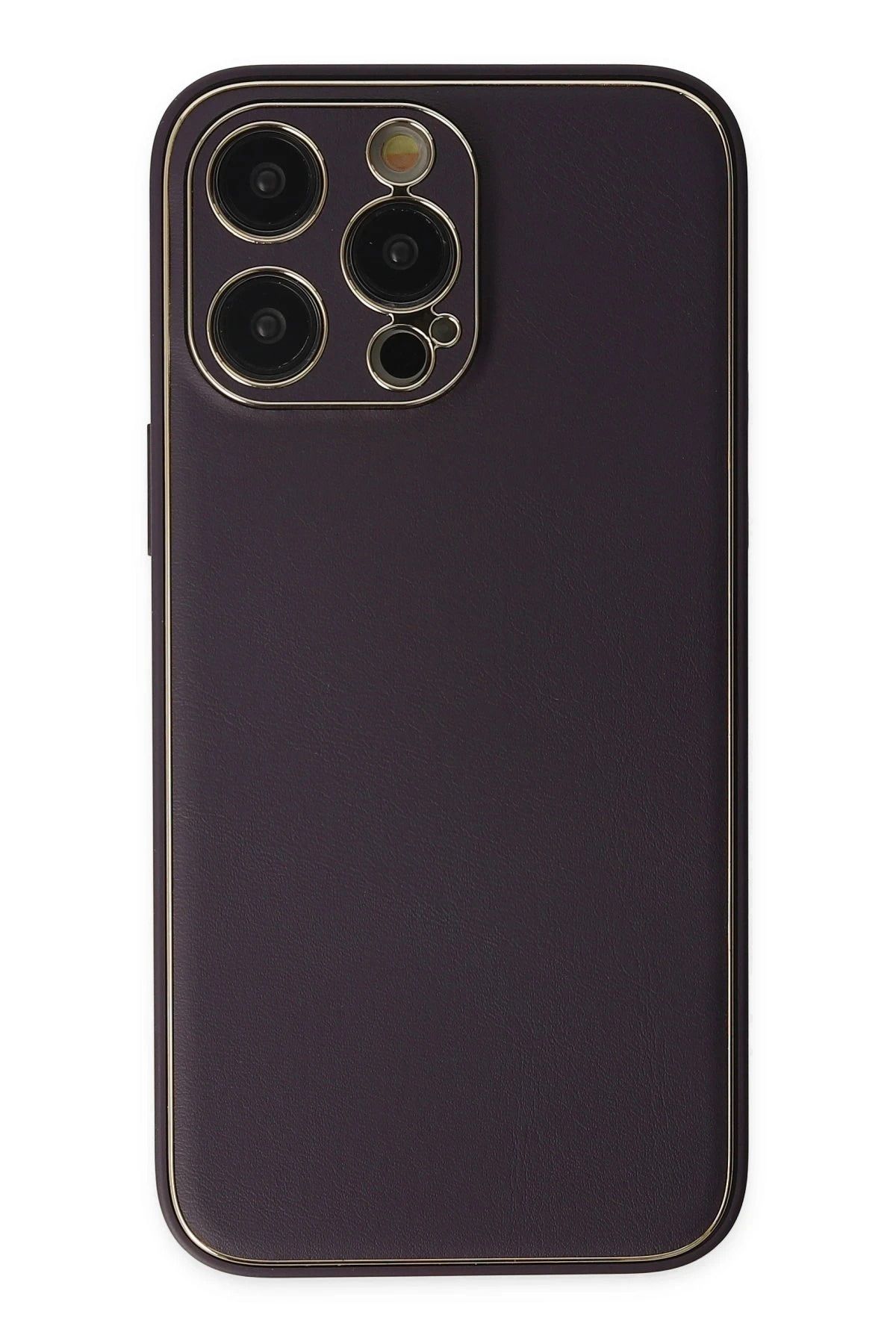 NewFace iPhone 13 Pro Max Kılıf Coco Deri Silikon Kapak - Derin Mor FERRG