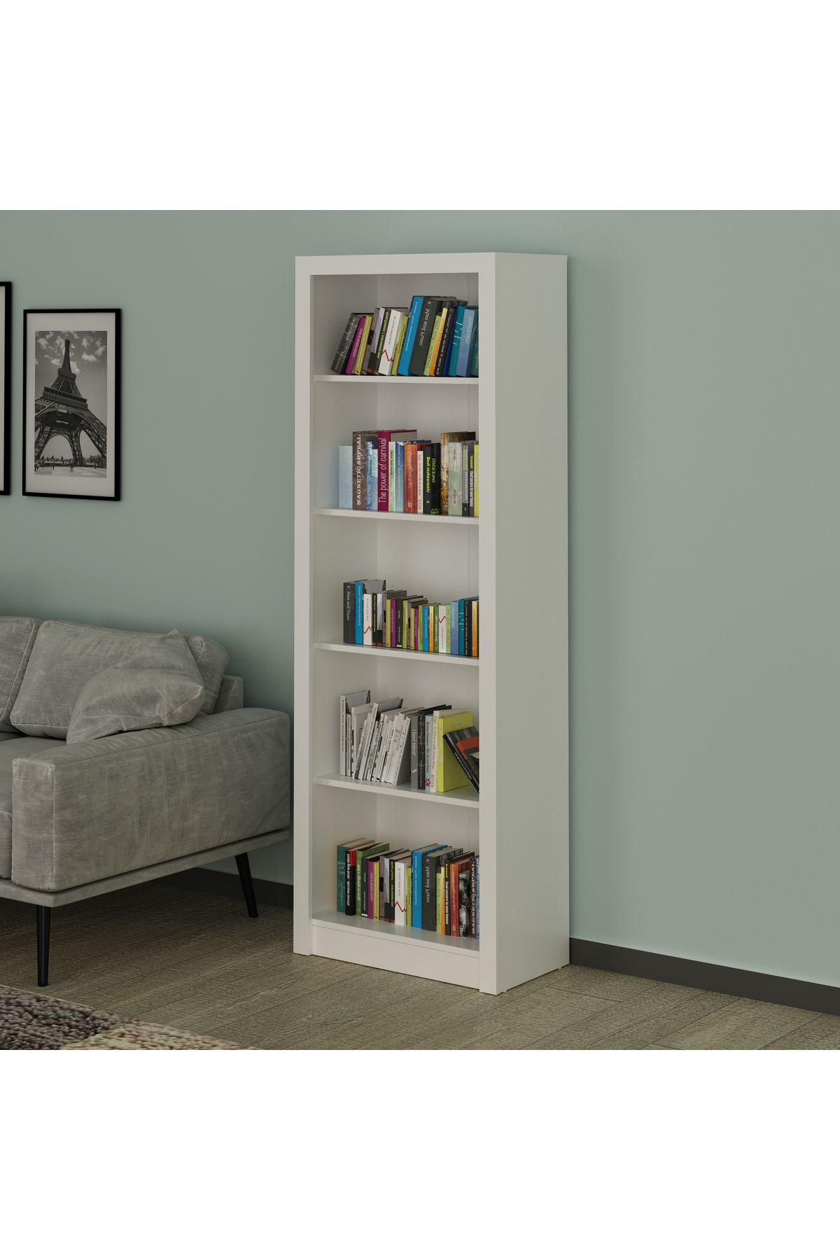 pilati-5 Drawer Bookcase for Home and Office Rooms, White 1