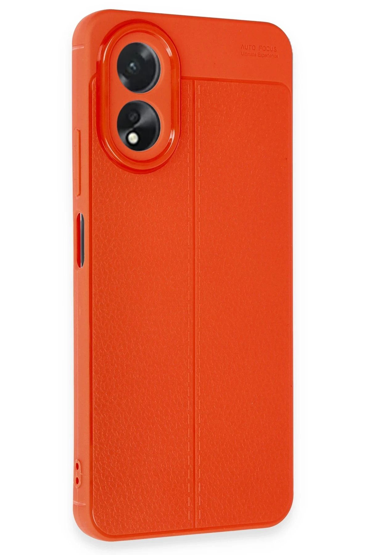 cepmoda Oppo A38 - Deri Görünüm Silikon Kılıf/Kapak - Kamera Bölümü Korumalı Esnek - KIRMIZI