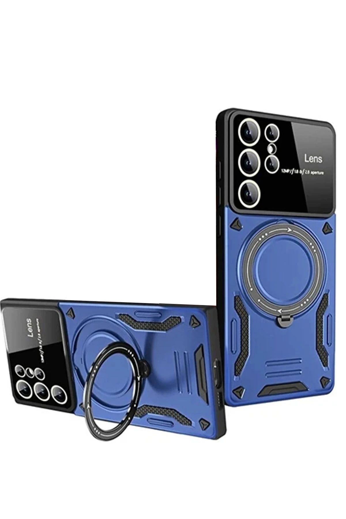NewFace Samsung Galaxy S24 Ultra Kılıf Joy Lens Standlı Kapak - Lacivert NRMSA