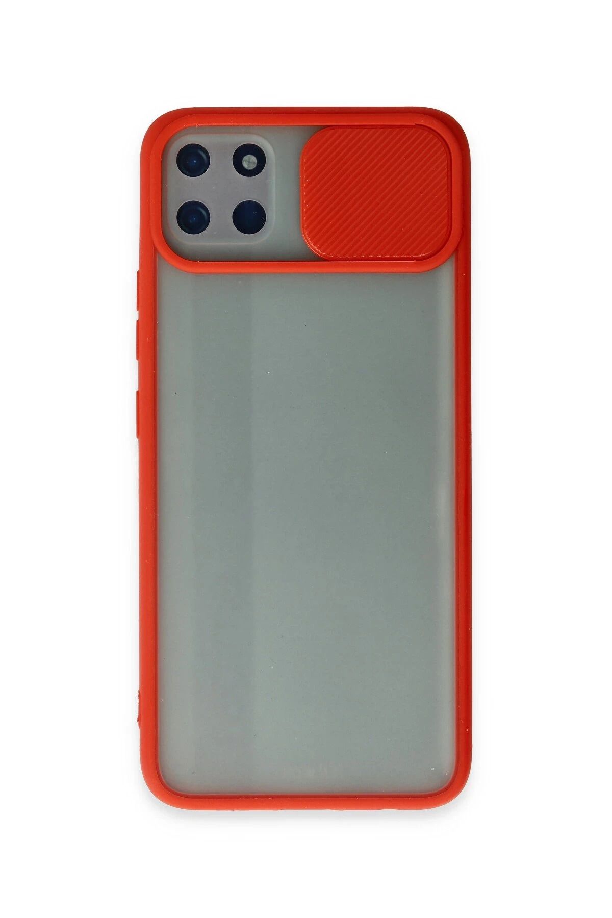 NewFace Realme C11 Kılıf Palm Buzlu Kamera Sürgülü Silikon - Kırmızı INSLM