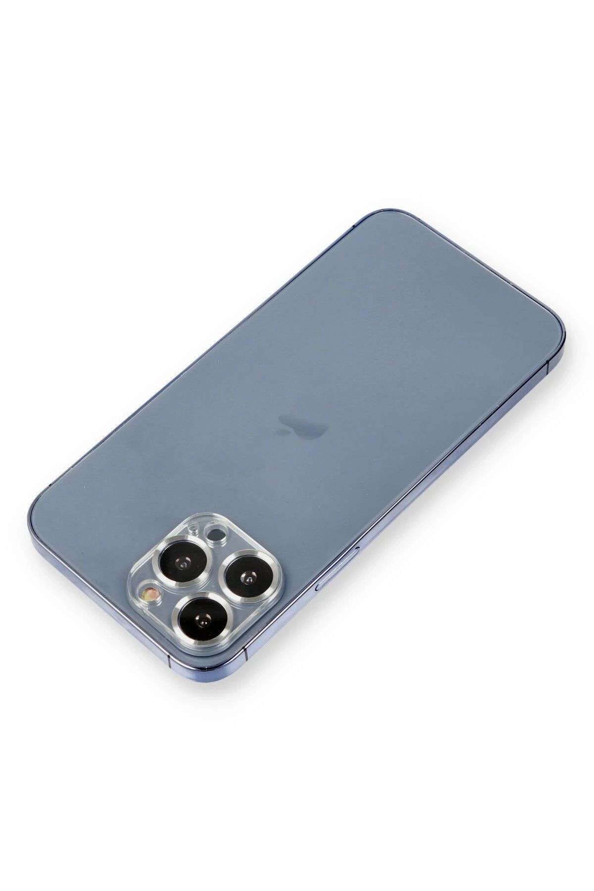 NewFace iPhone 12 Pro Max uyumlu Metal Kamera Lens Koruma Cam - Gümüş DRSTR