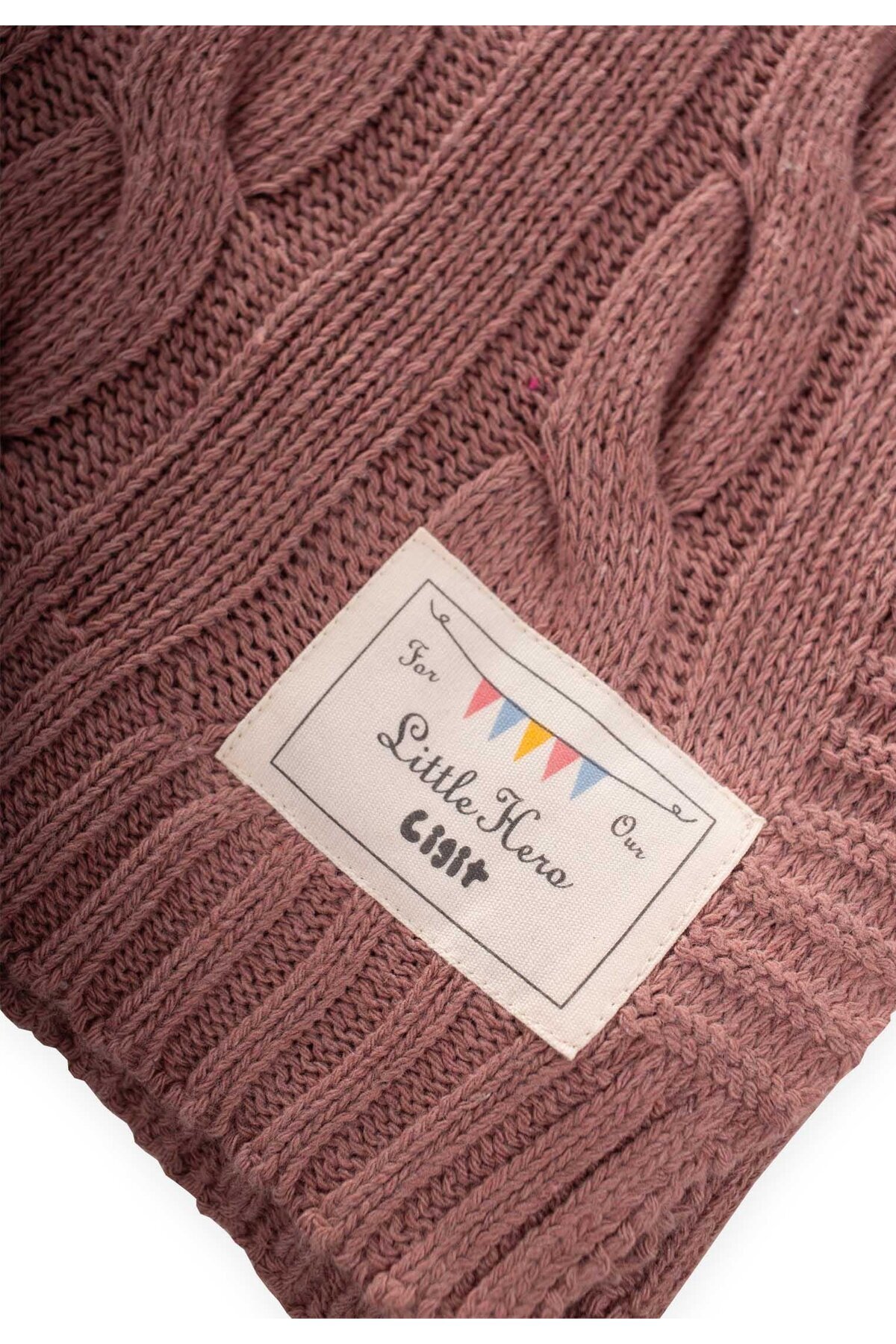 Cigit Saç Örgü Triko Battaniye 80X100 Cm (+/-5 Cm) Gül Kurusu fotoğrafı 3 (önizleme)