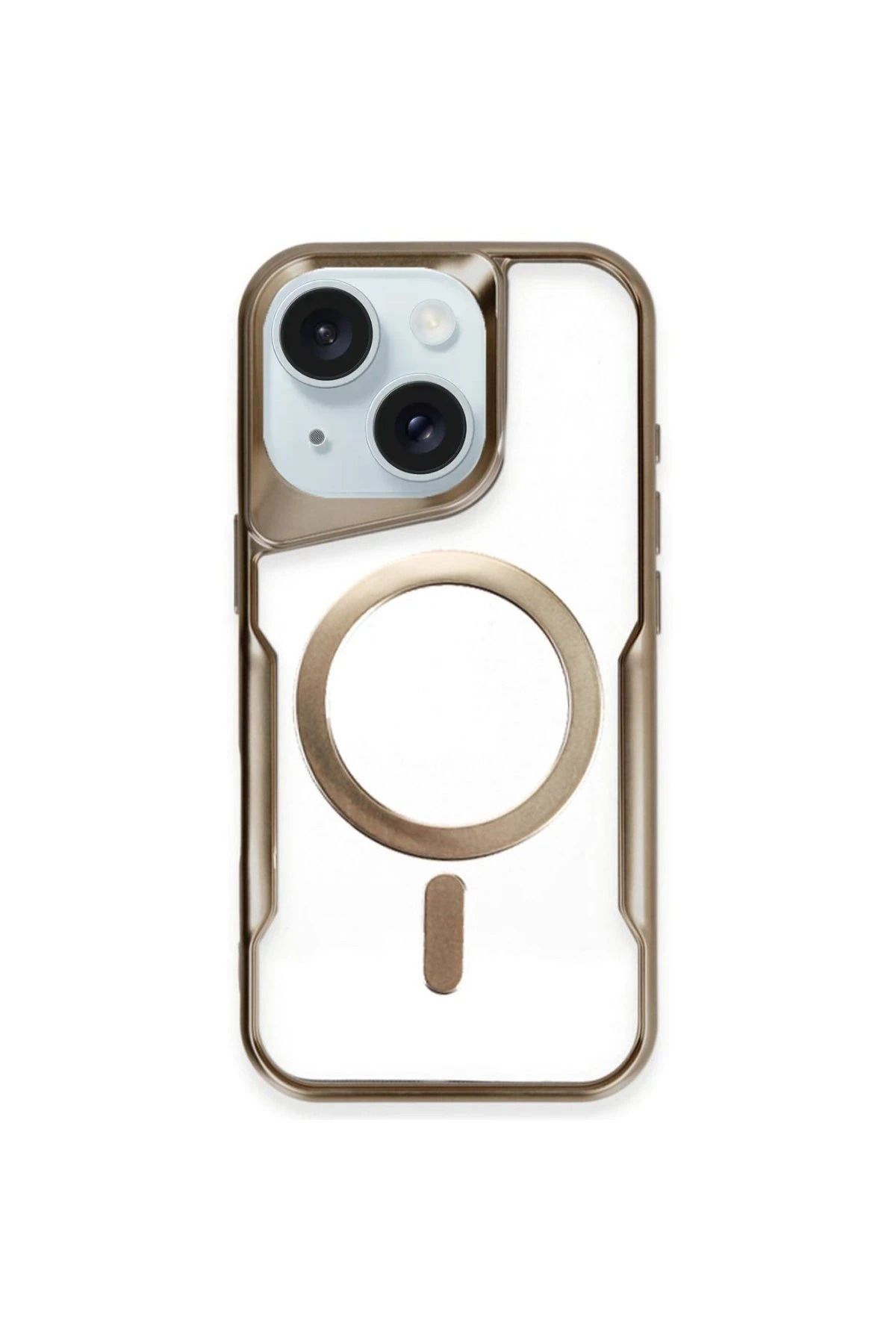 NewFace iPhone 15 Plus Kılıf Boyi Magsafe Silikon Kapak - Kahverengi INSLM