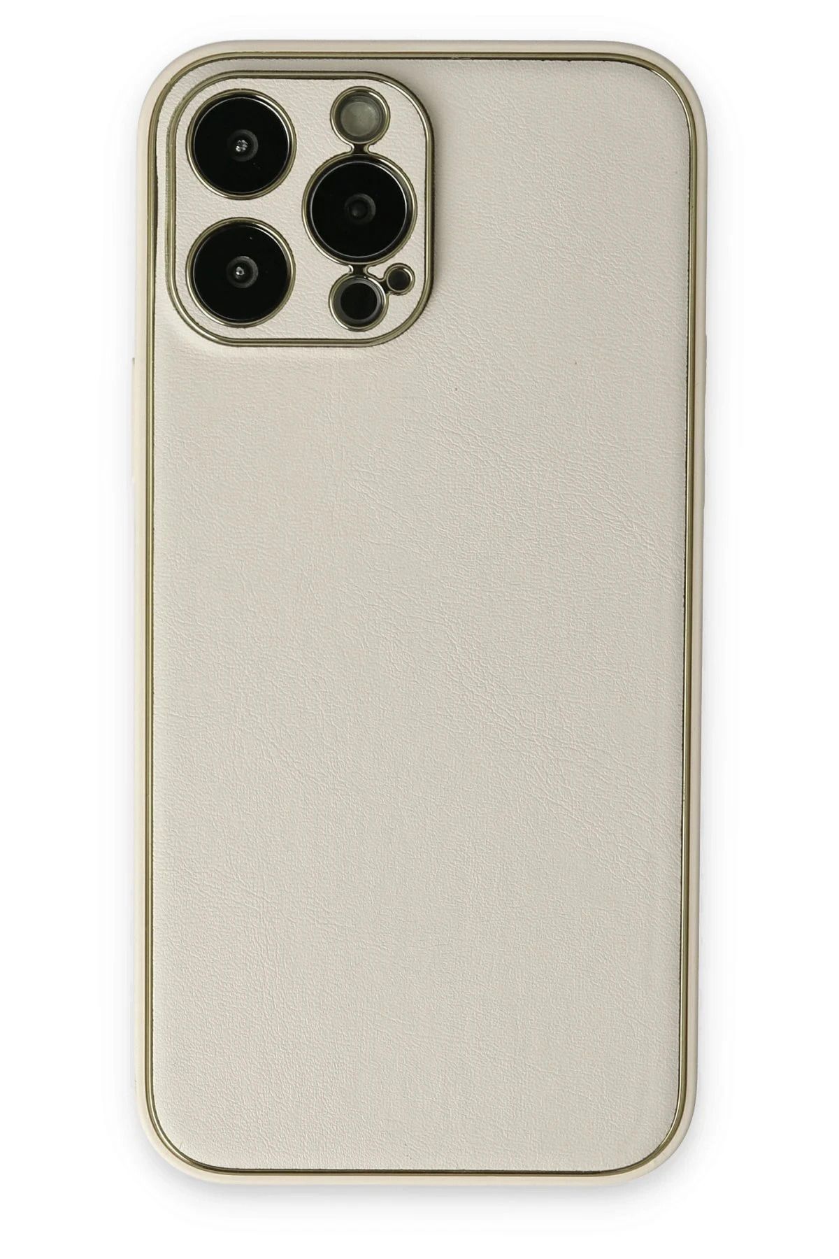 NewFace iPhone 13 Pro Max Kılıf Coco Deri Silikon Kapak - Beyaz FERRG