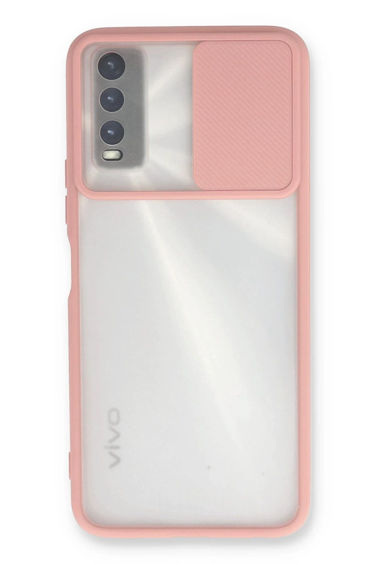 NewFace Vivo Y11S Kılıf Palm Buzlu Kamera Sürgülü Silikon - Pembe FERRG