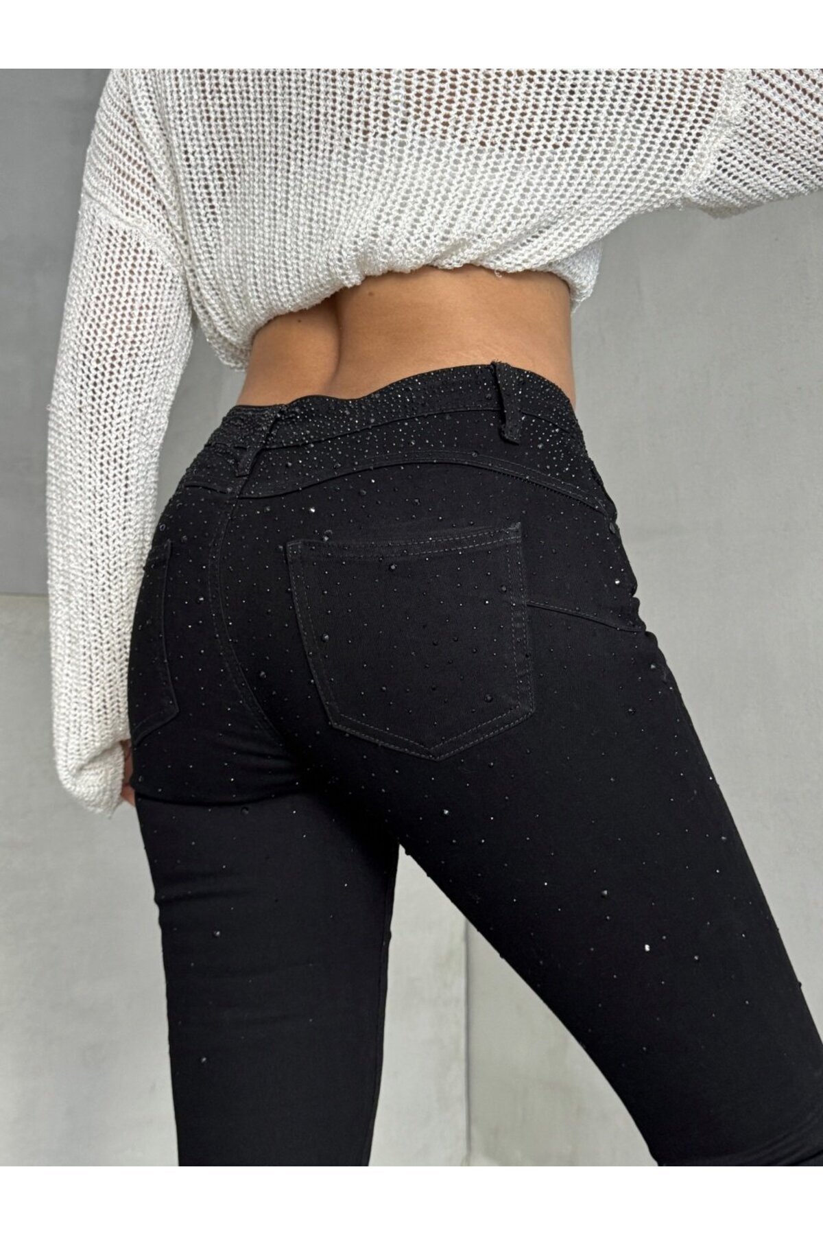 ADAMODA.RO Strechy skinny τζιν με απλικέ από στρας