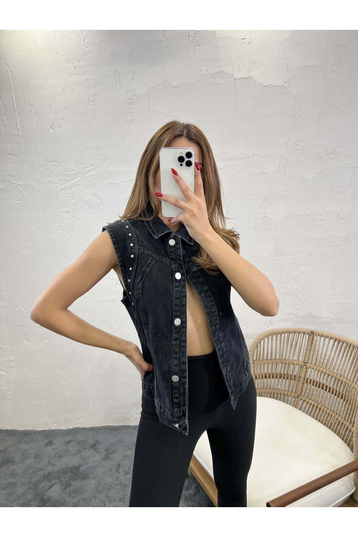 modaserdem-Women's Denim Vest-Black 5