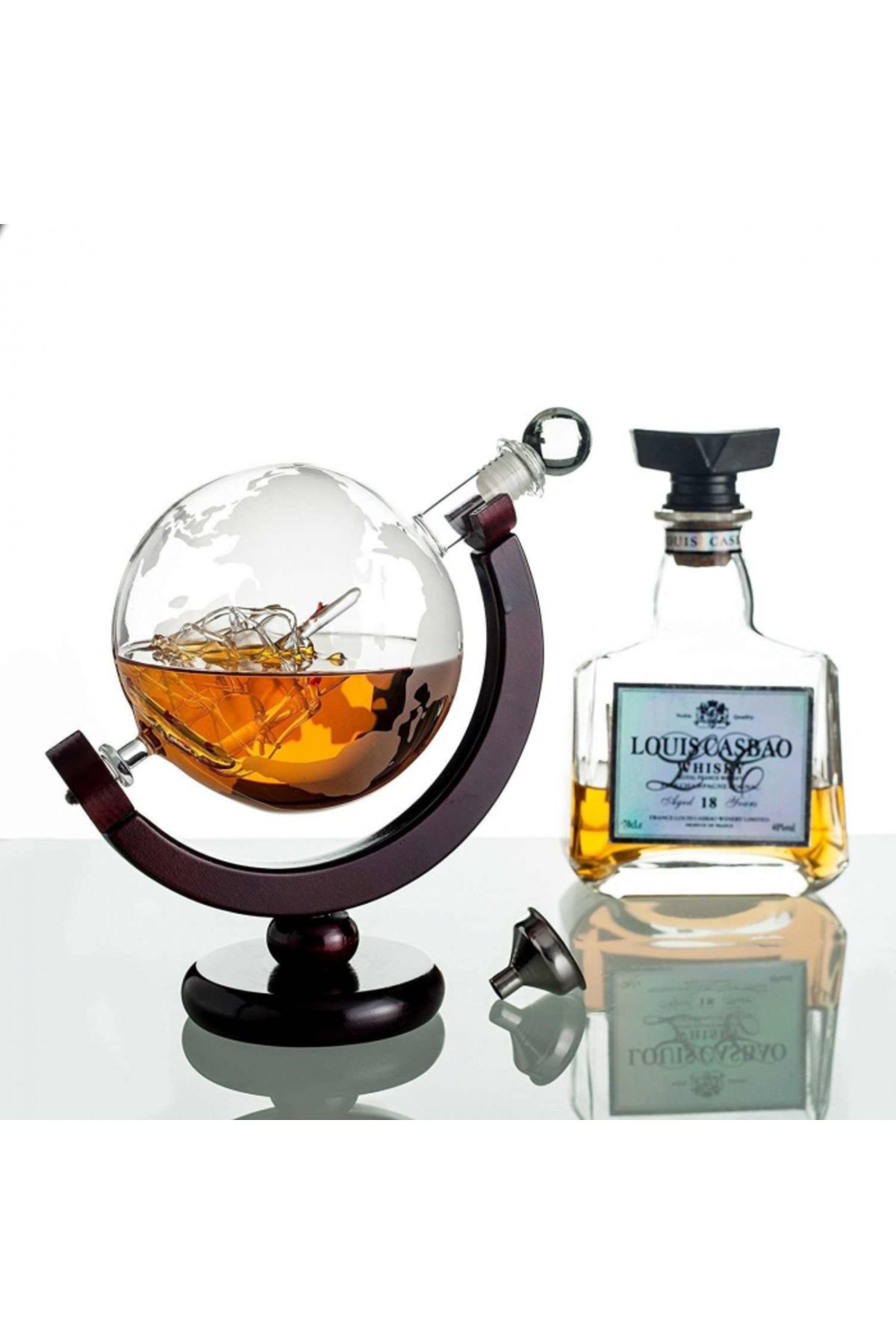 OEM-Set de decantoare Epique, design glob pământesc, 2 pahare cu imprimeu modern, accesorii incluse, 850 ml 11