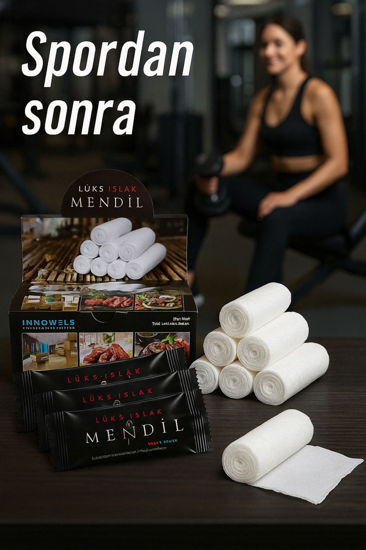 INNOWELS Lüks Islak Mendil – Spordan Sonra Kullanım Için | Soğuk-sıcak Kullanıma Uygun | 1 Kutu / 90 Adet