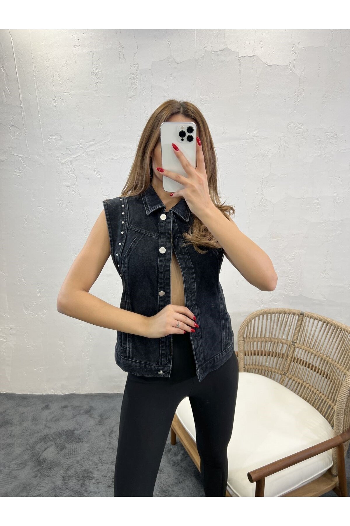 modaserdem-Women's Denim Vest-Black 3