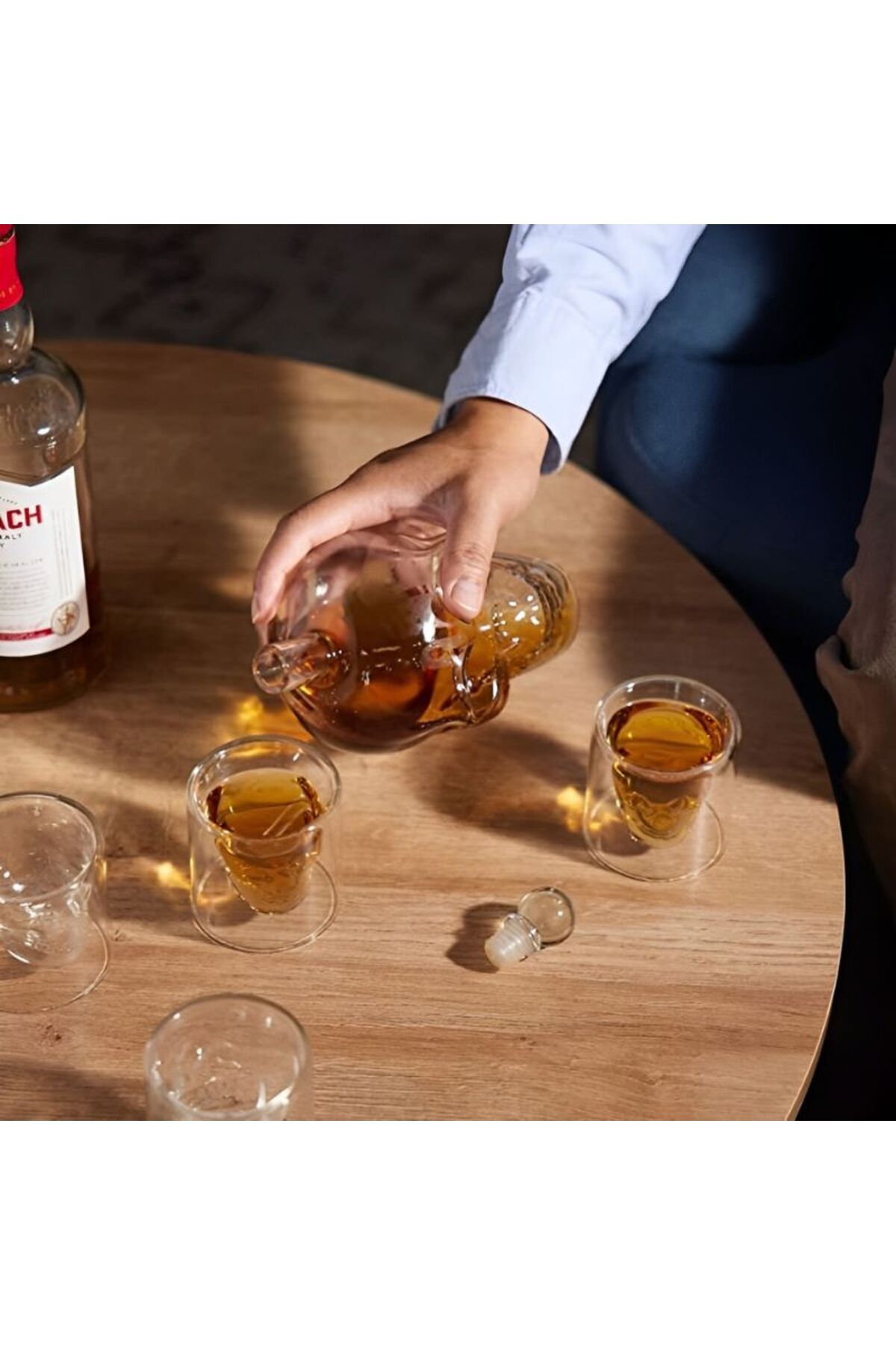 OEM-Set de decantoare, design craniu, 6 pahare în formă de craniu, 75 ml, accesorii incluse, pâlnie, 1 L 9