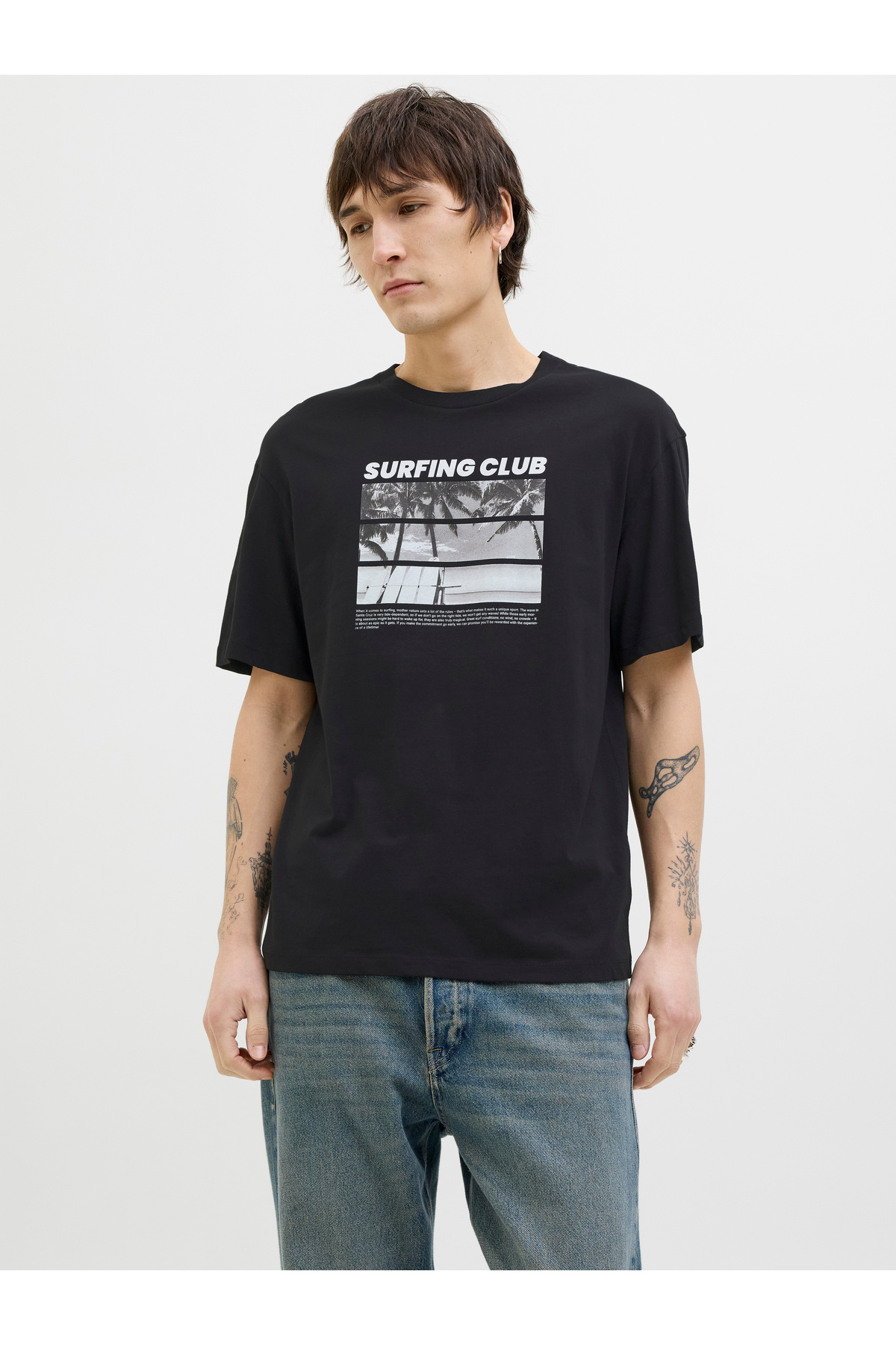 جک اند جونز تی شرت مشکی مردانه جک جونز Jjporto Tee Ss Crew Neck 12269429-02