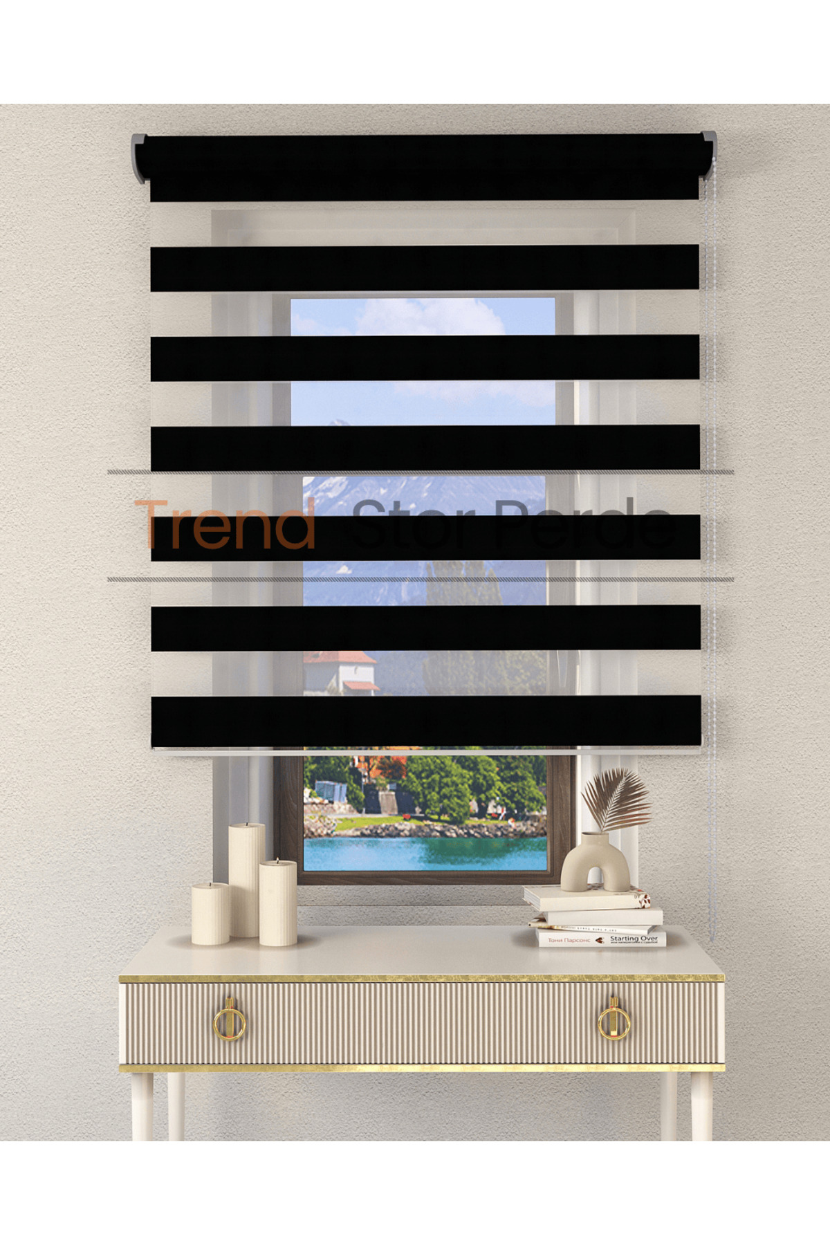 Black Bamboo Skirt Sliceless Zebra Roller Blind Sunshade Curtain