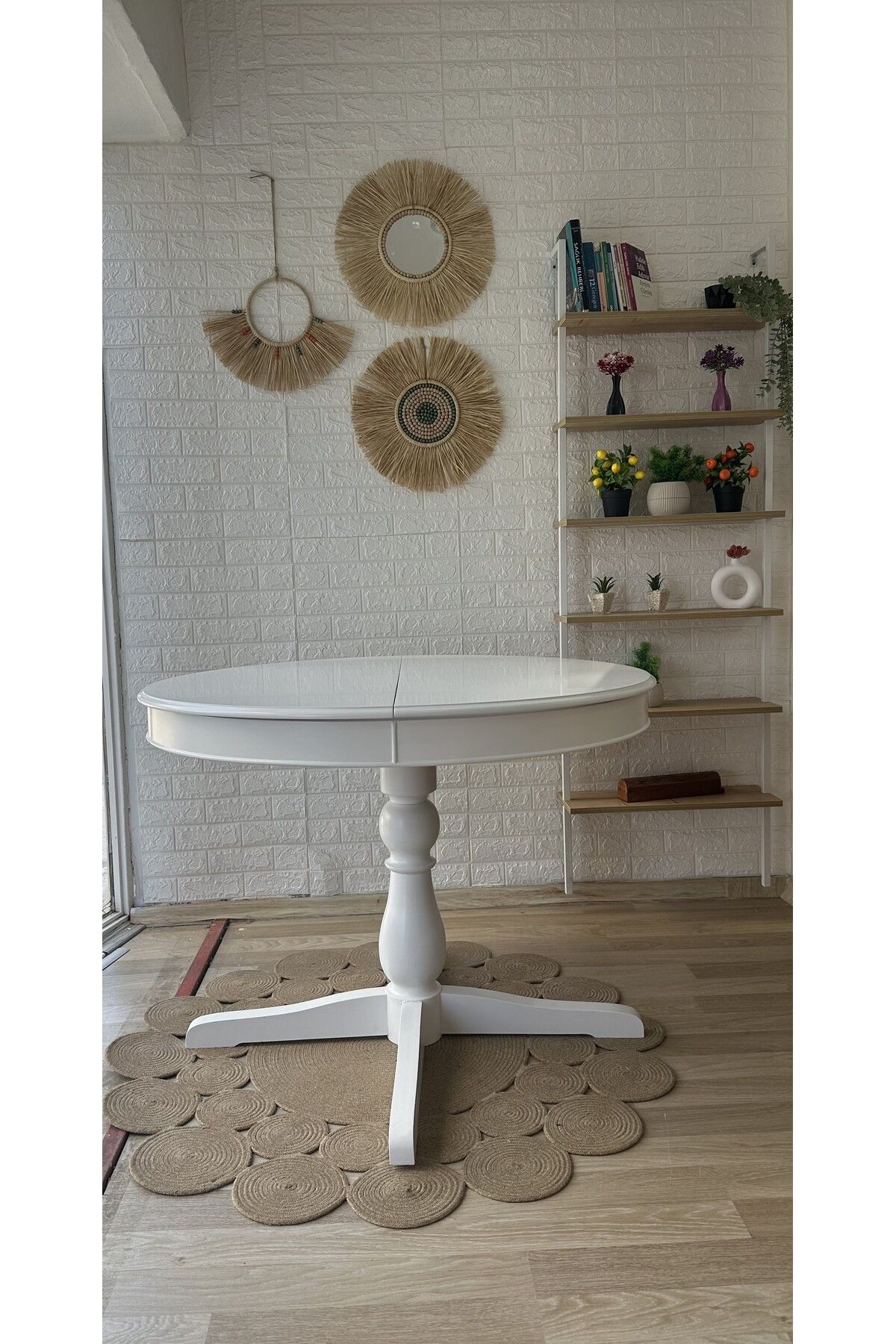 silla Concept Ahşap Yuvarlak Beyaz Renkli Açılır Masa (ÇAP 110 CM)