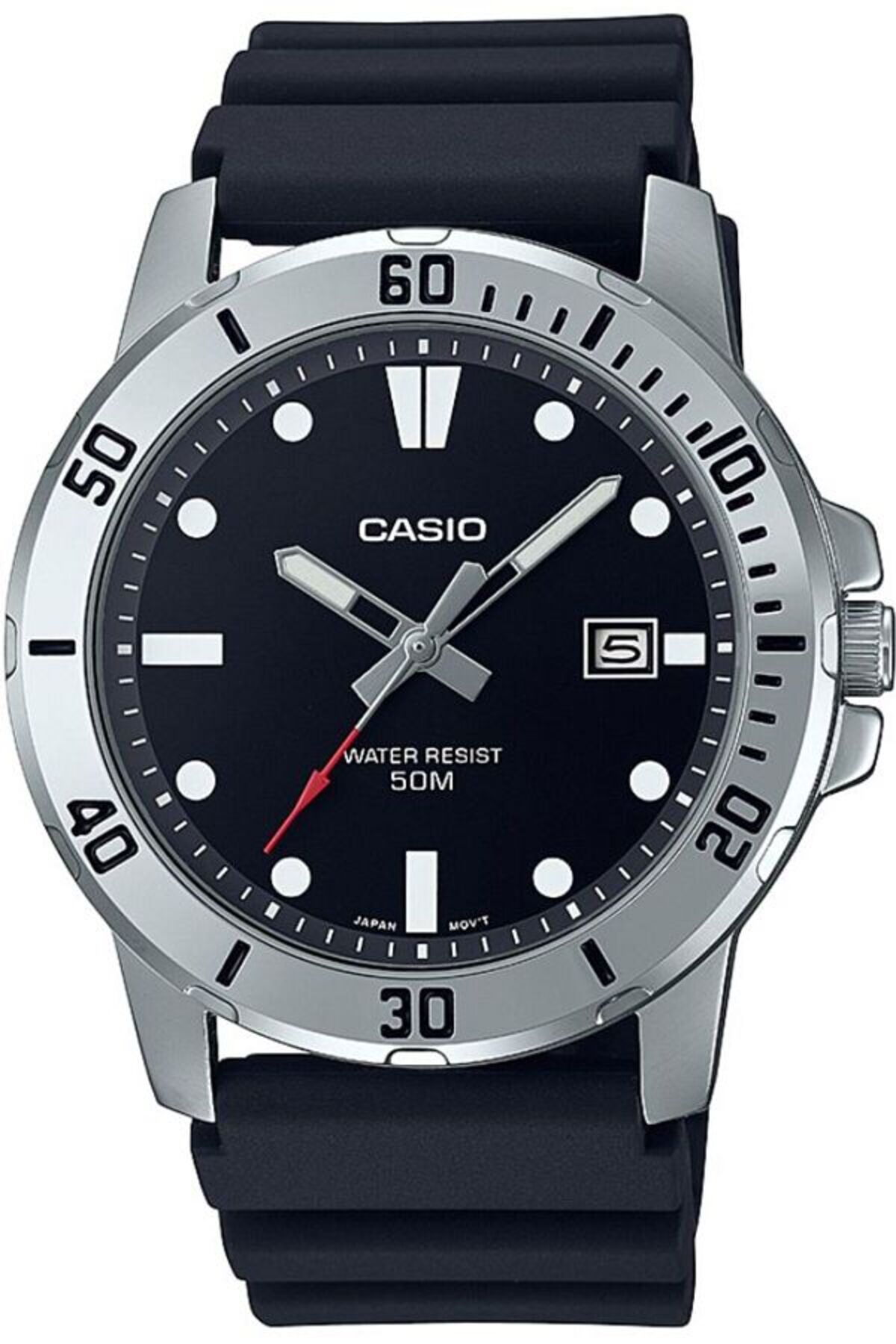 Casio-Casio Men's Analog-Digital Leather Strap Watch MTP-VD01L-1EVUDF - 45 mm - Black 1