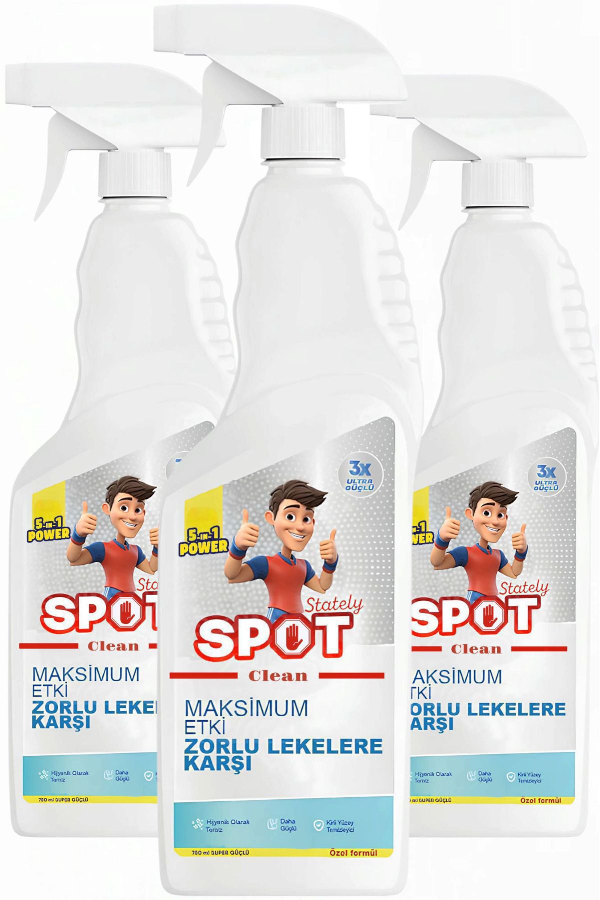 stately spot clean Leke Çıkarıcı Ultra Etki Lekelere Stop Zorlu Lekelere Karşı Spot Clean Remover Forte 3 Adet 3x750ml