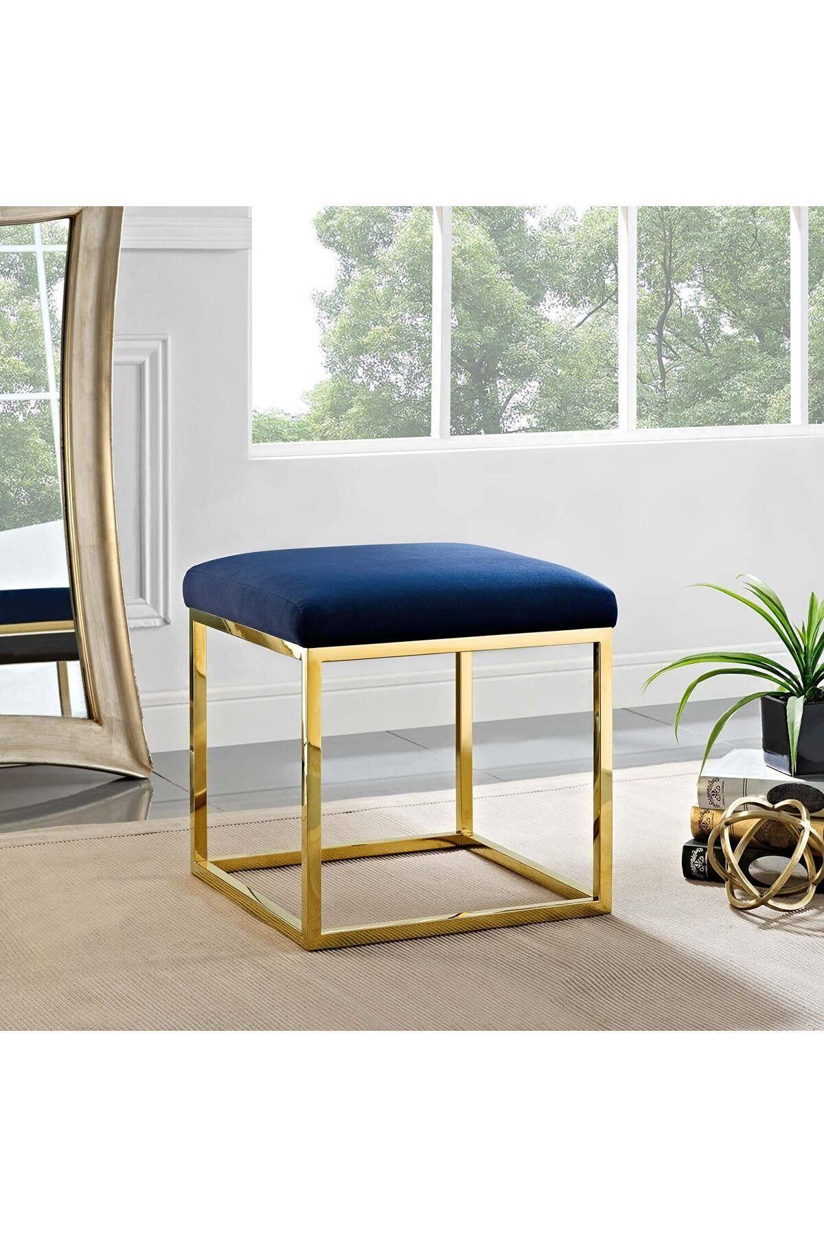 woodaria Chic Mini Metal Ayaklı Puf 40x40 cm