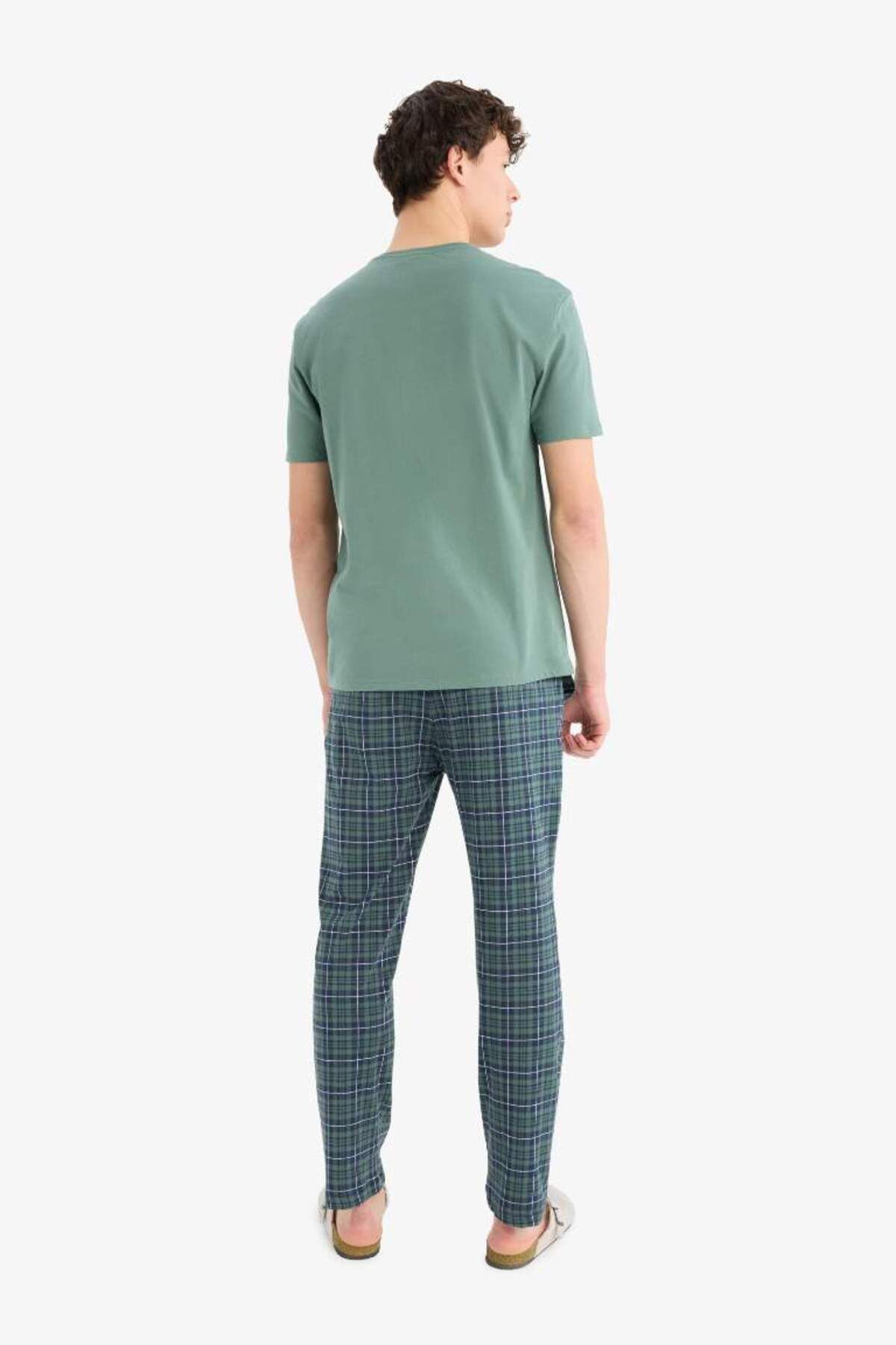 DeFacto-New Season Regular Fit Pajama Set Short Sleeve Top Checked Long Bottom 6