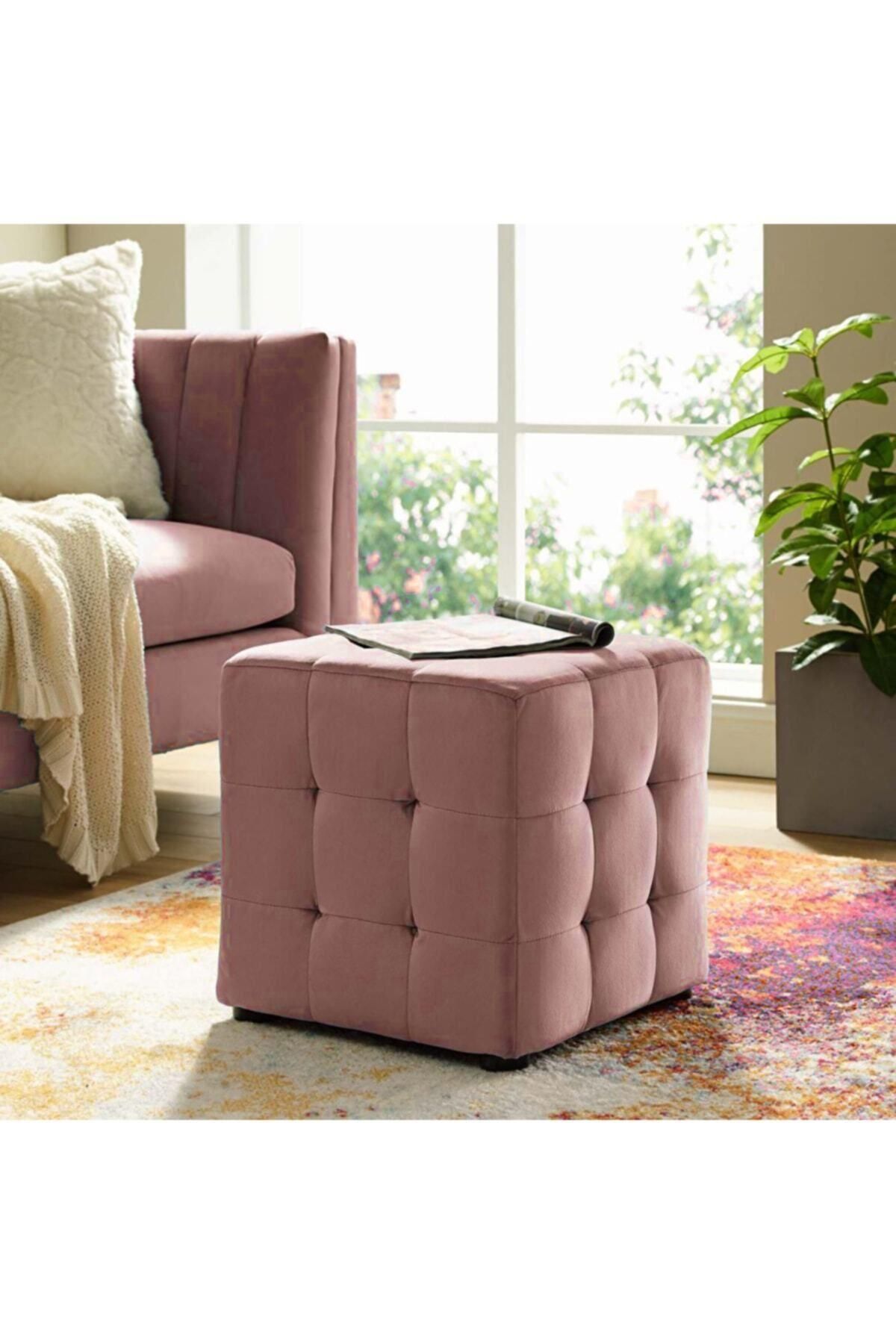 woodaria Kiremit Kare Puf Dikişli En*boy 42*42 Cm