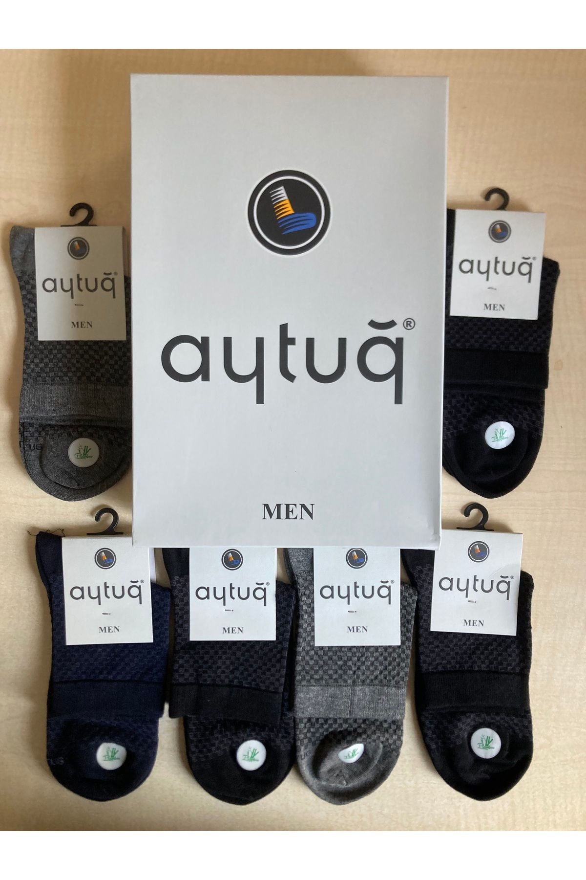Aytuğ Kısa Seri Dikişsiz Organik Bambu Desenli Erkek Çorap 6lı Paket