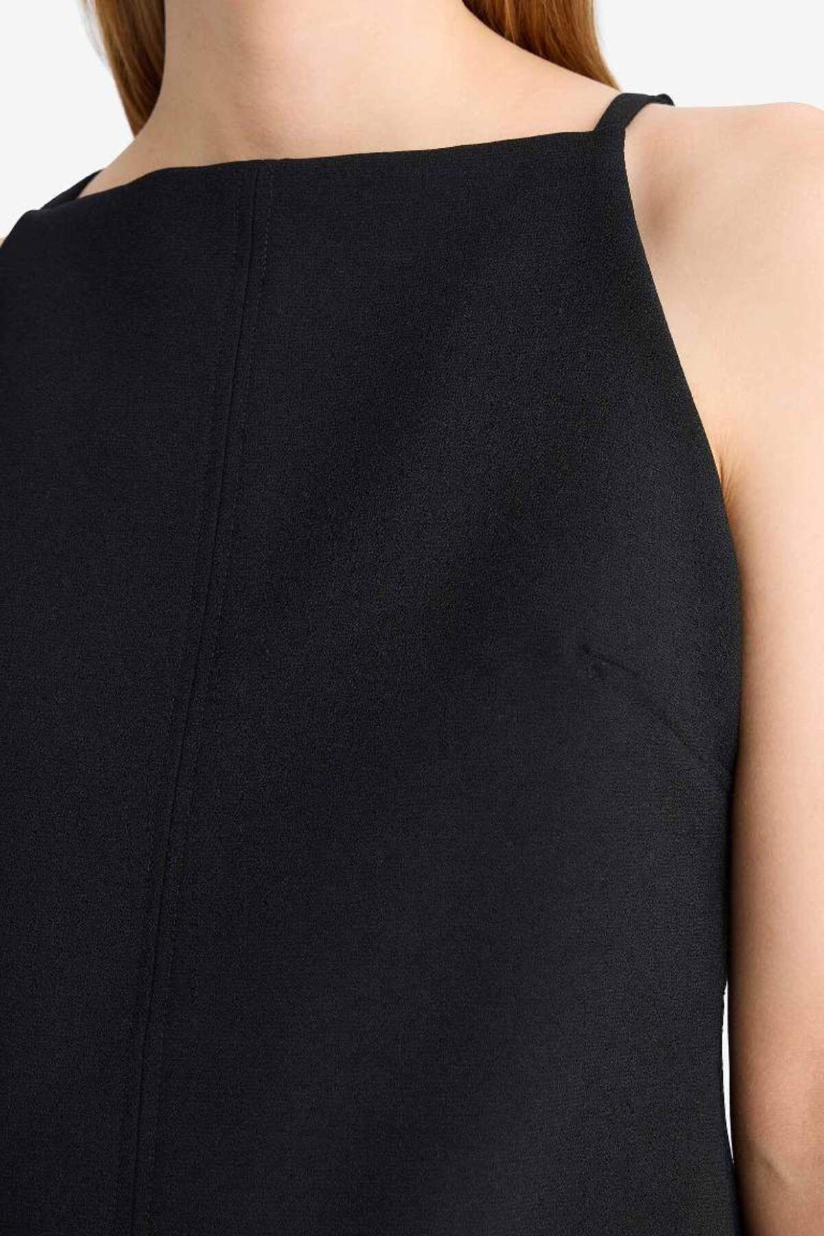 DeFacto-Μίνι μαύρο φόρεμα Halter Neck Basic Plain F1775ax25sm 7